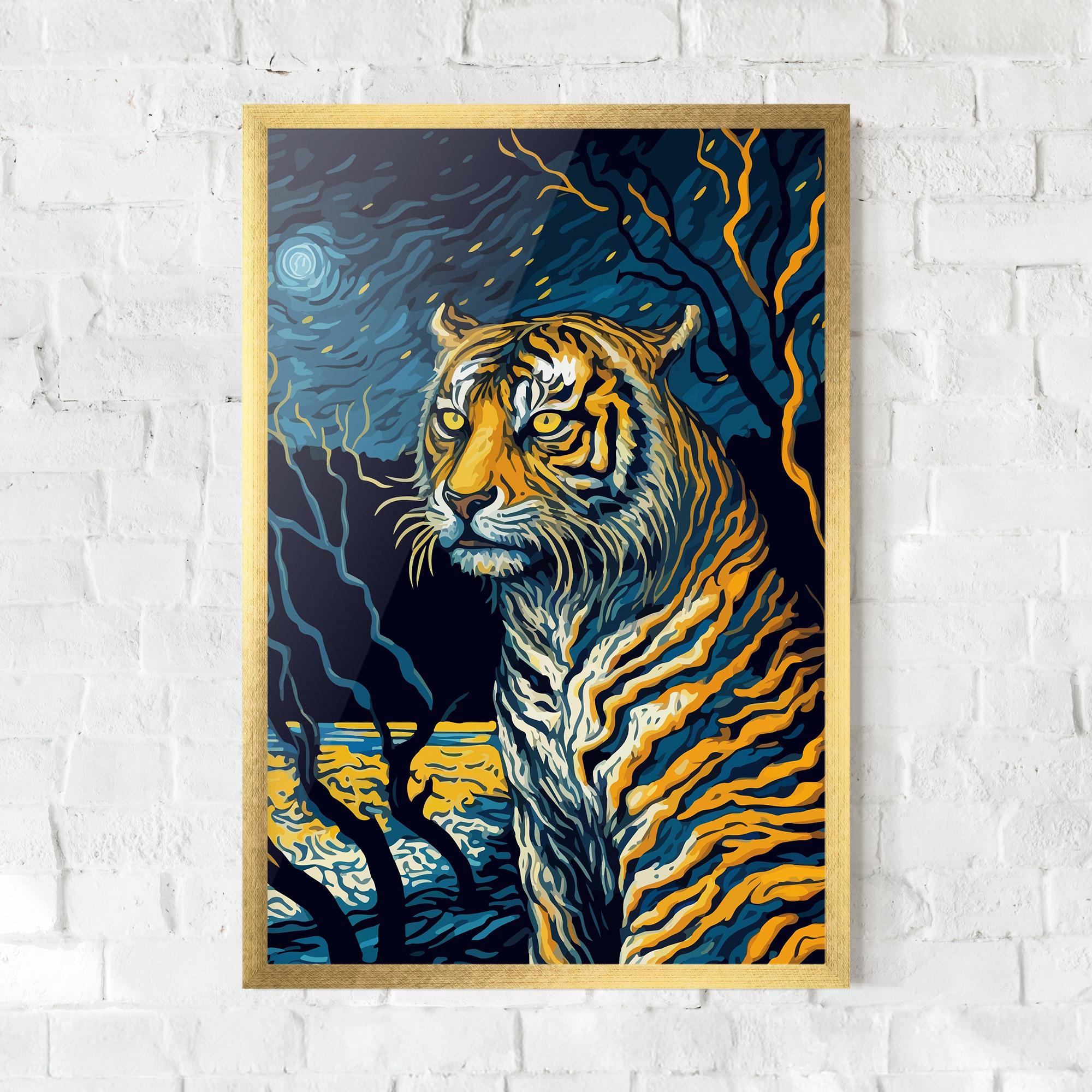 Poster Înrămat Tiger Blue Painting mockup 0