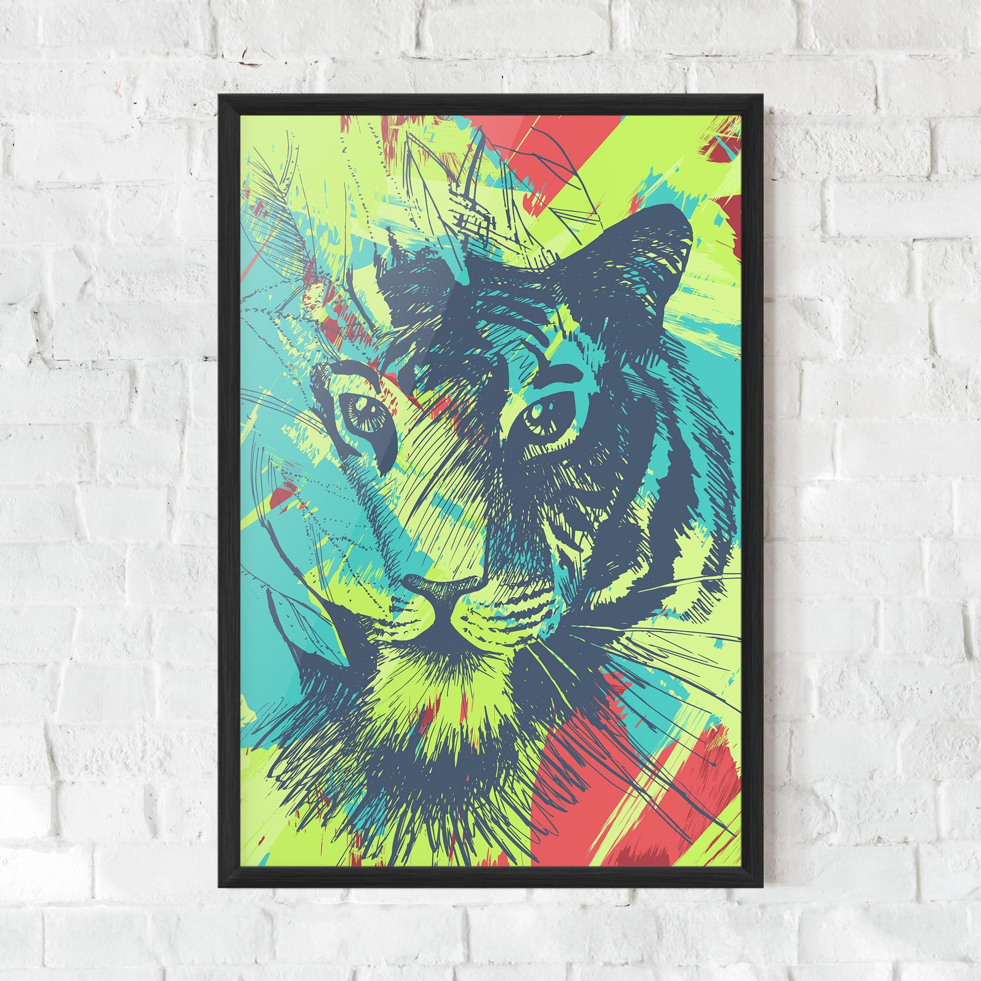 Poster Înrămat Blue Green Tiger mockup 0