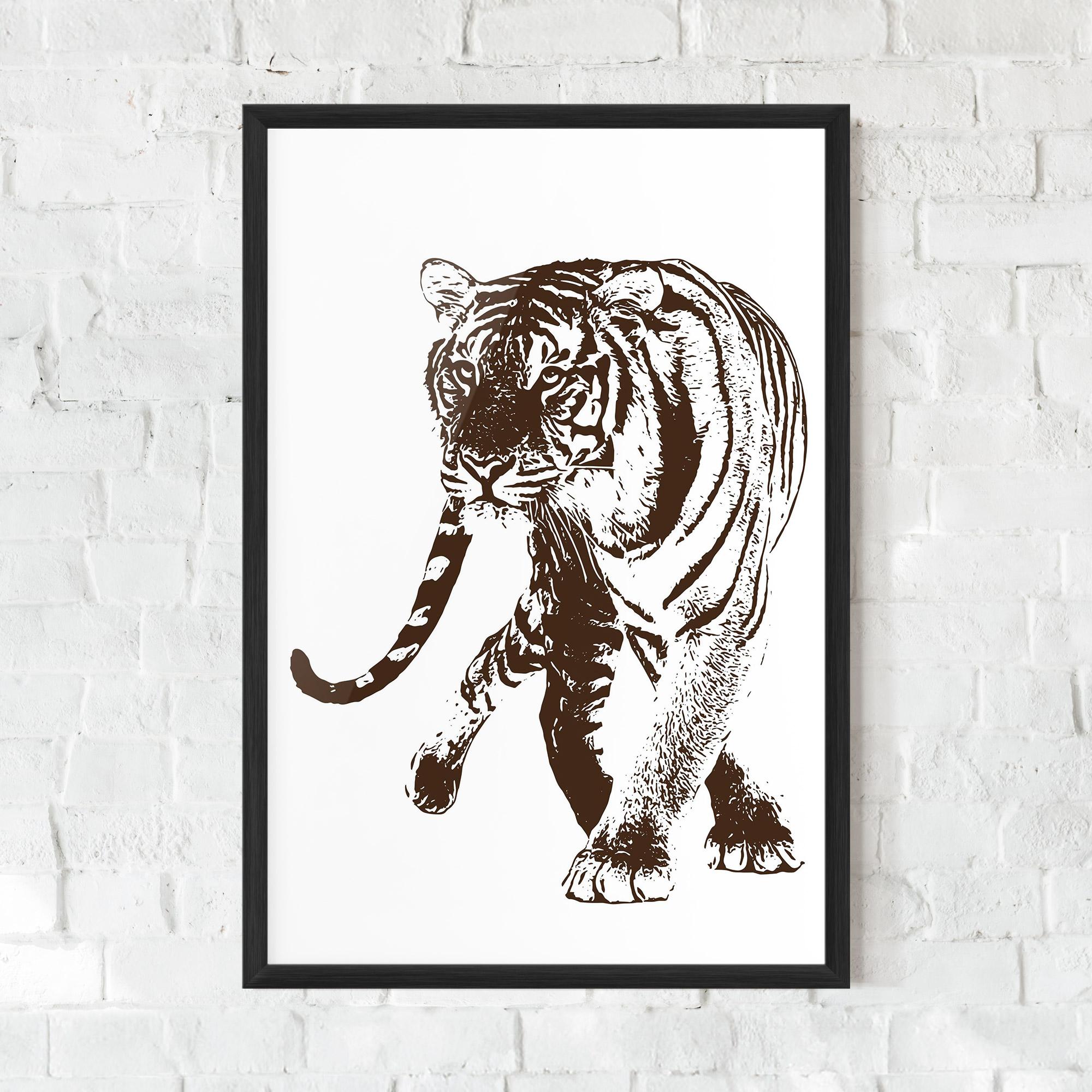 Poster Înrămat Brown Line Tiger mockup 0