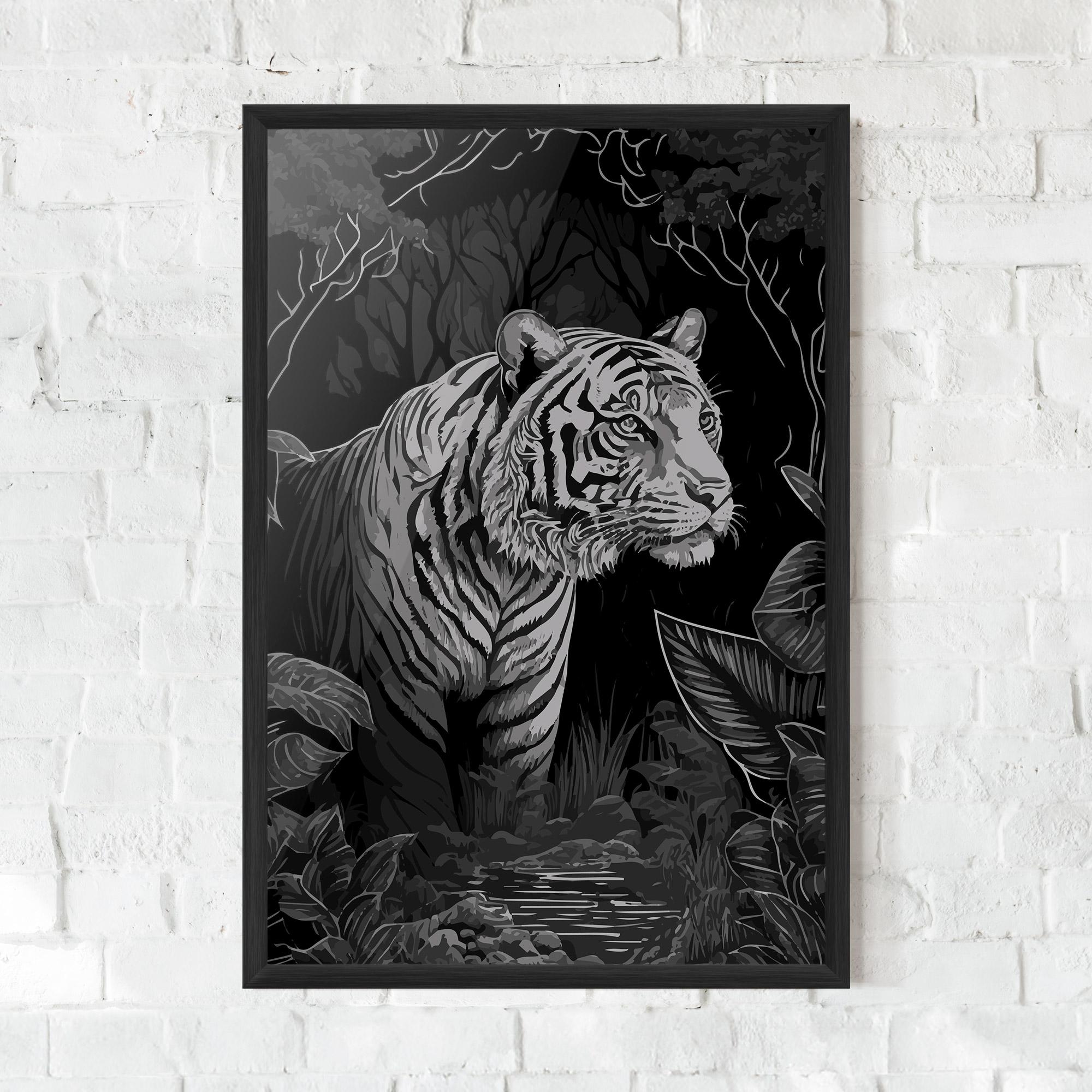 Poster Înrămat Grey Tiger mockup 0