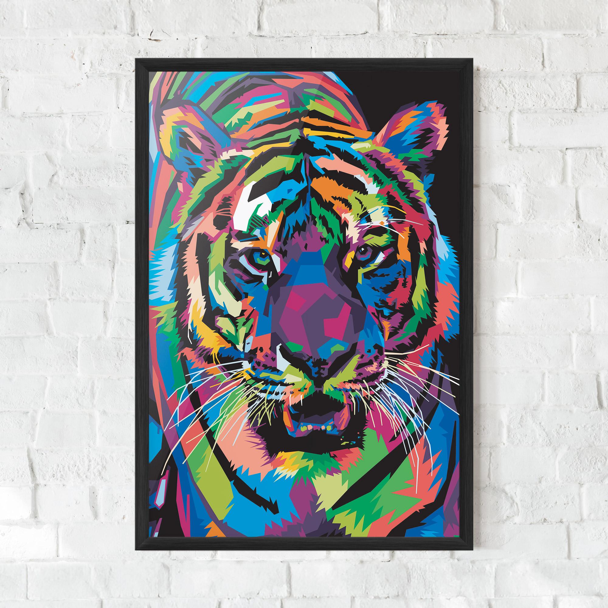 Poster Înrămat Mix Color Tiger mockup 0