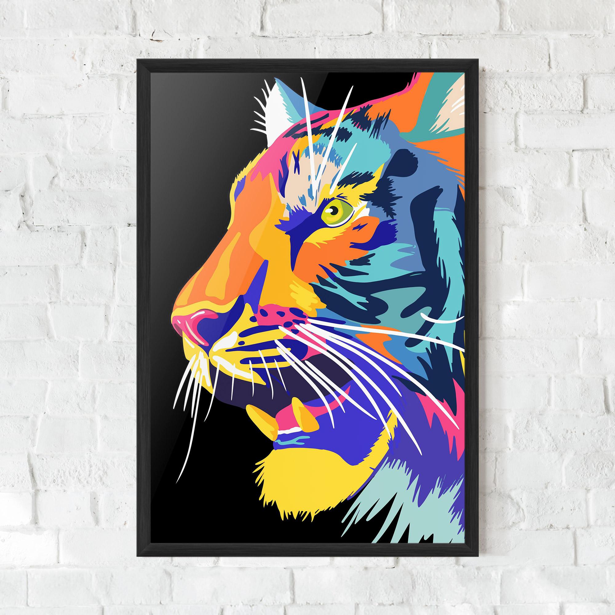 Poster Înrămat Pretty Colorful Tiger mockup 0