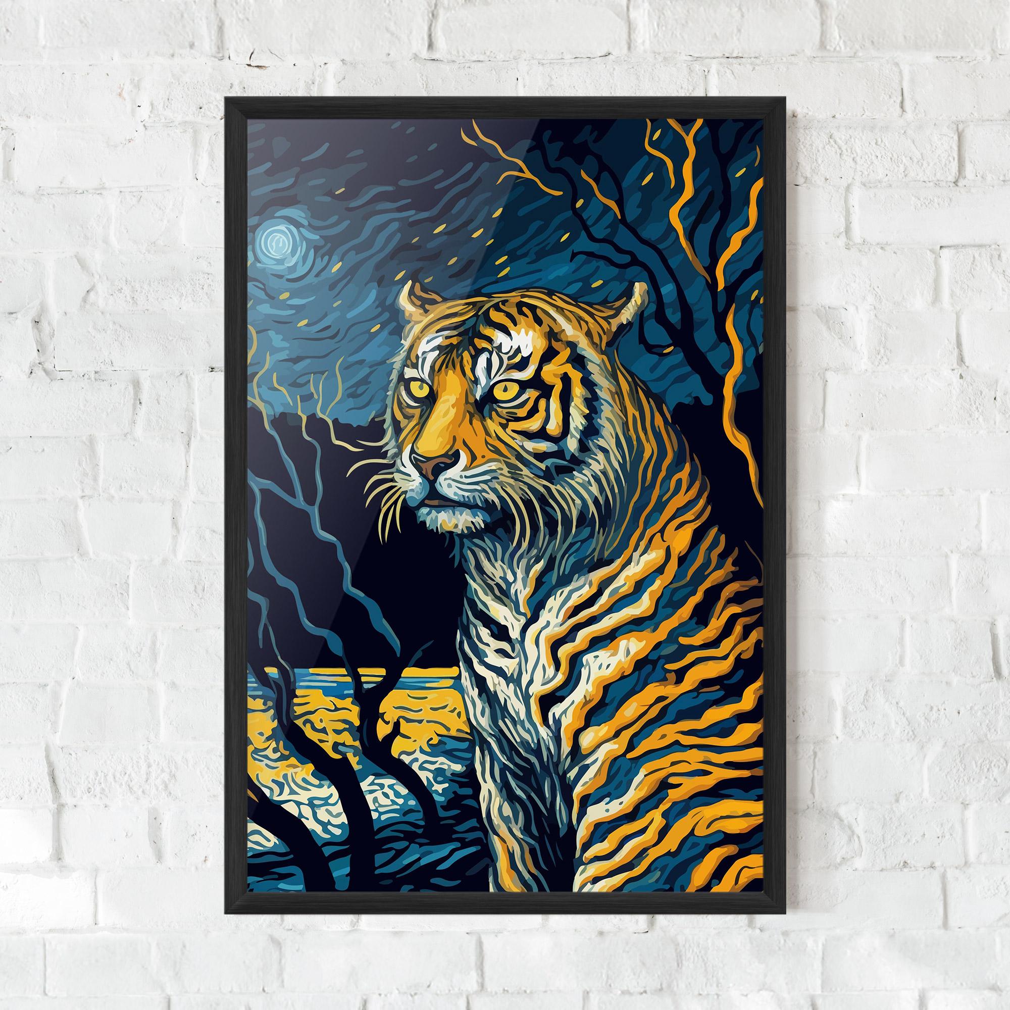 Poster Înrămat Tiger Blue Painting mockup 0