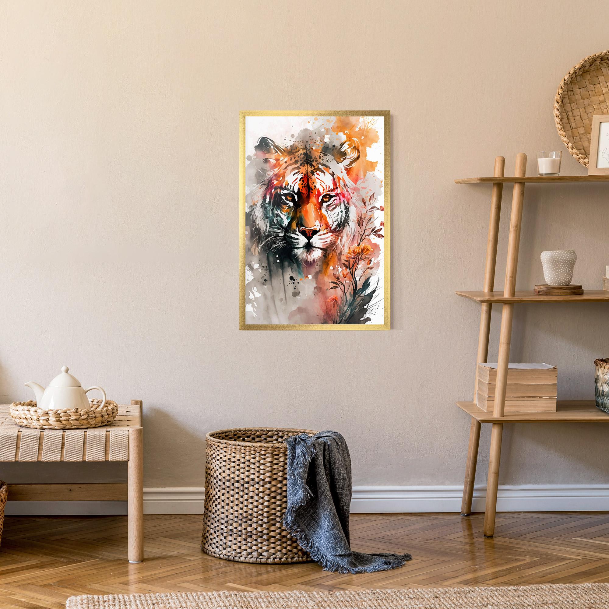 Poster Înrămat Orange Art Tiger mockup 9