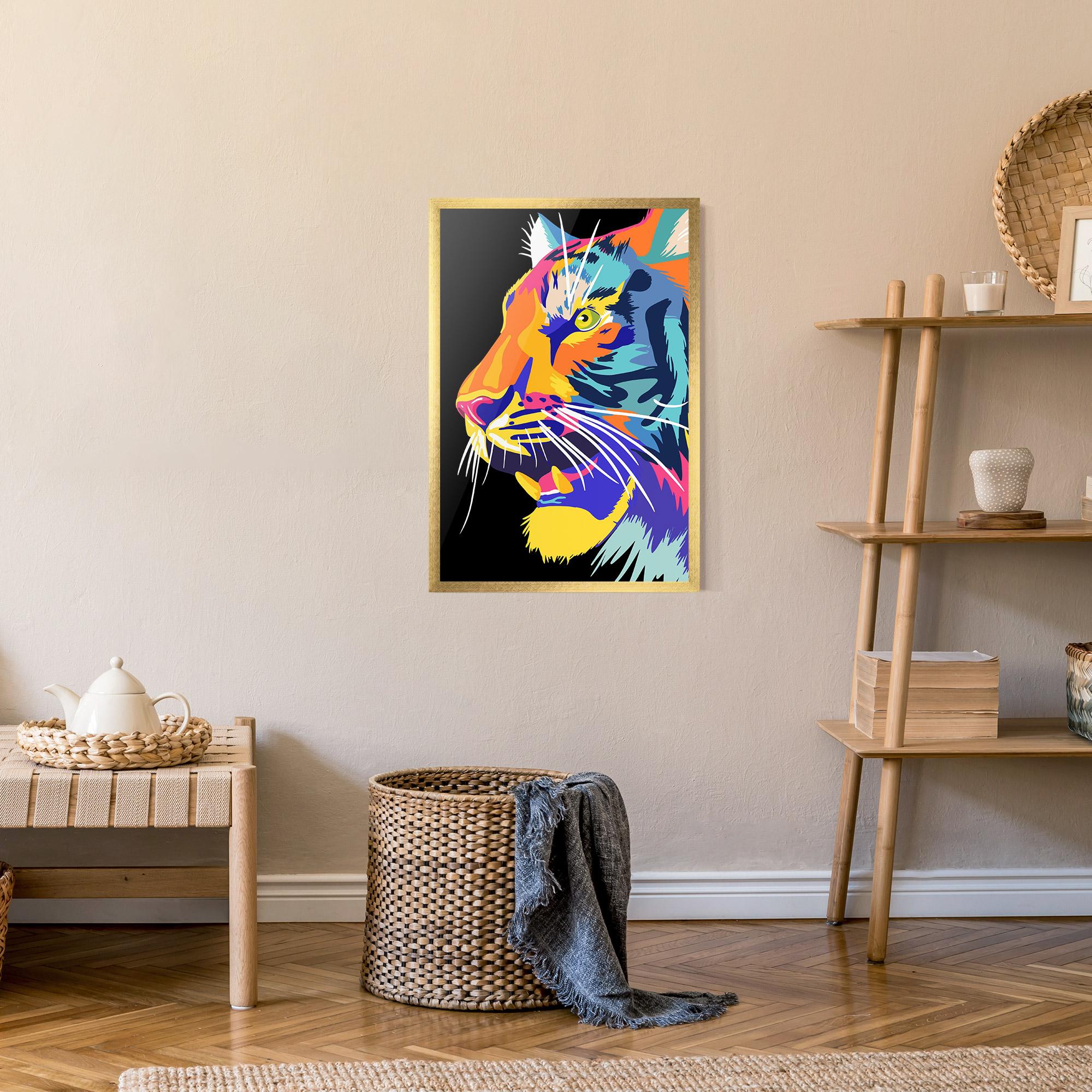 Poster Înrămat Pretty Colorful Tiger mockup 9