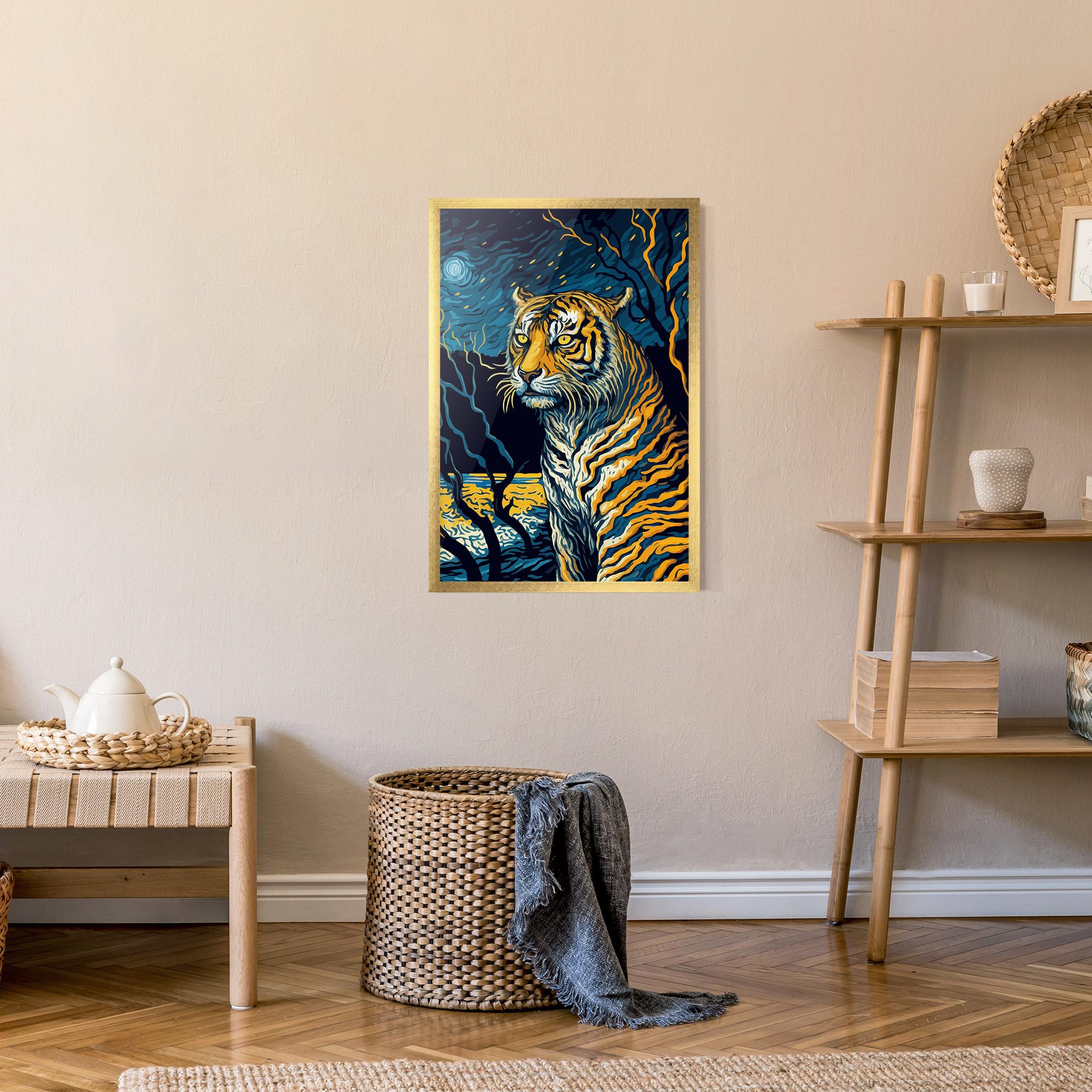 Poster Înrămat Tiger Blue Painting mockup 9
