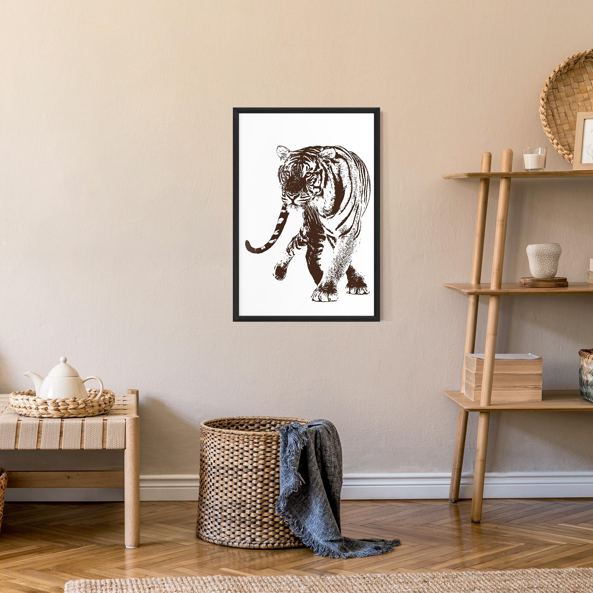 Poster Înrămat Brown Line Tiger mockup 9