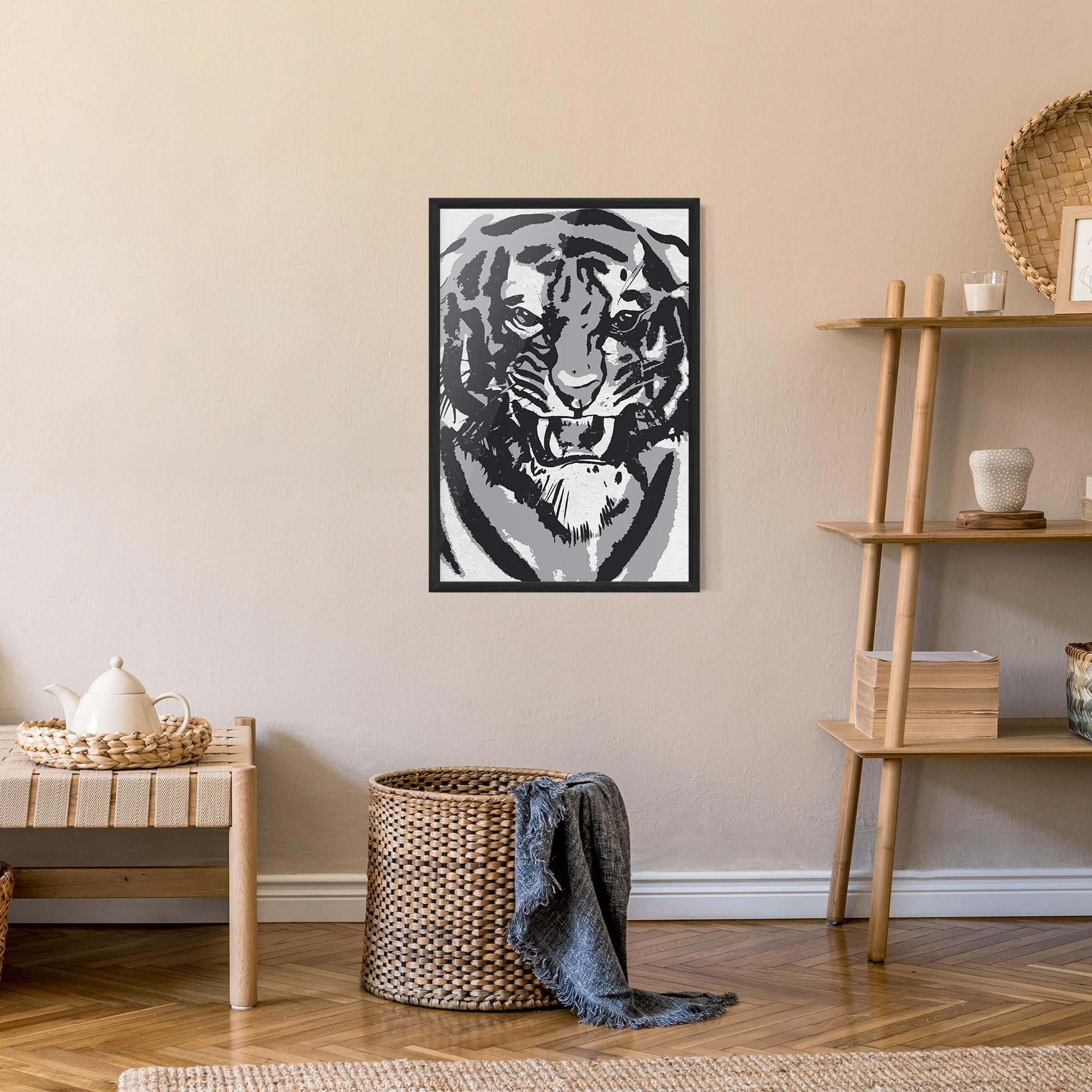 Poster Înrămat Grey Tiger Head mockup 9