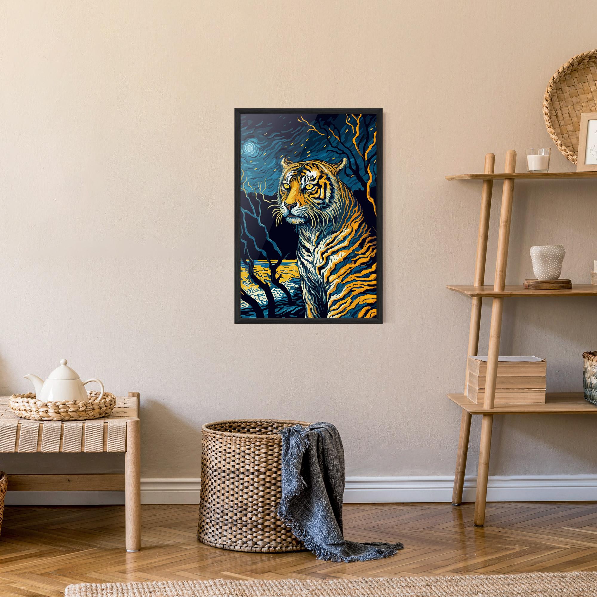 Poster Înrămat Tiger Blue Painting mockup 9