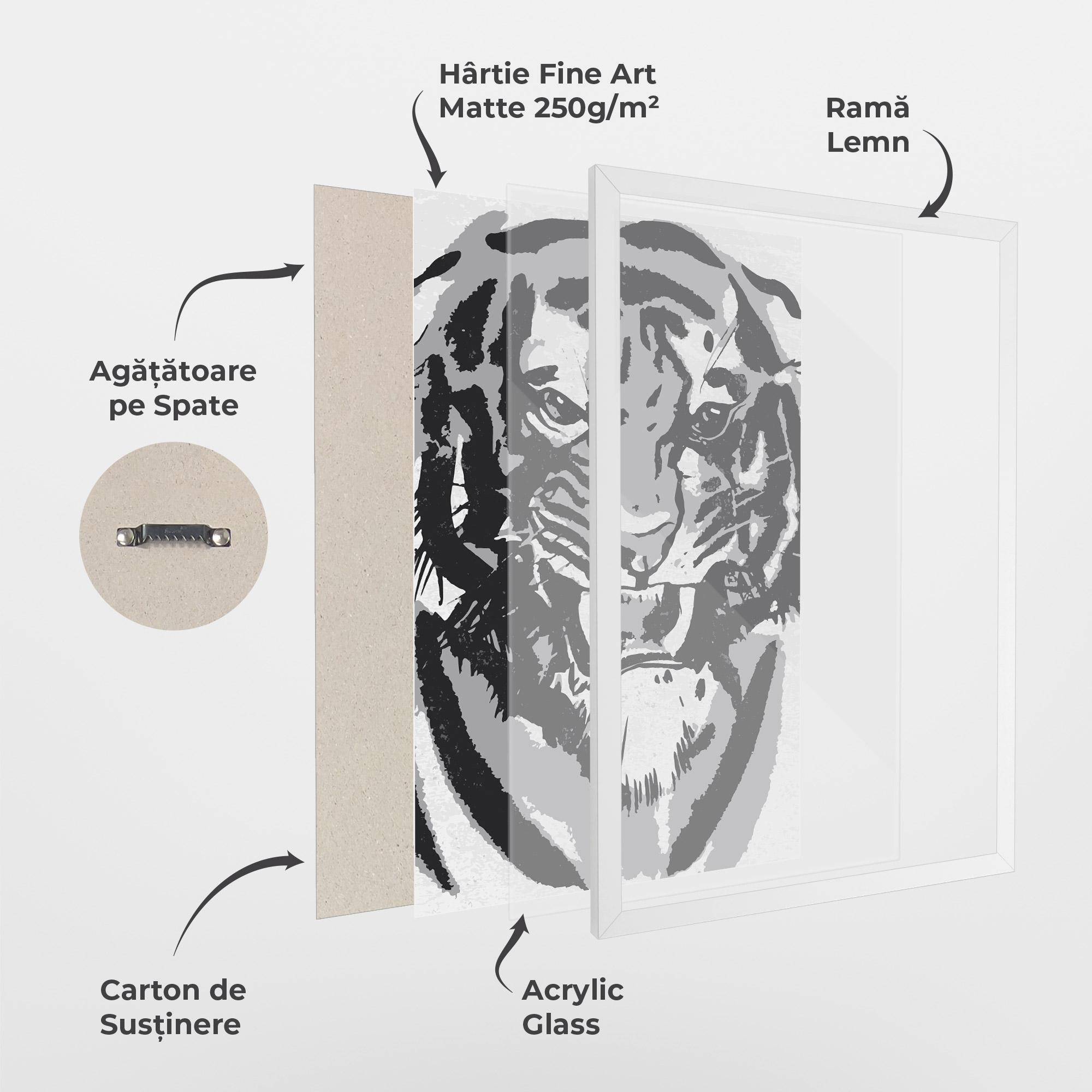 Poster Înrămat Grey Tiger Head mockup 1