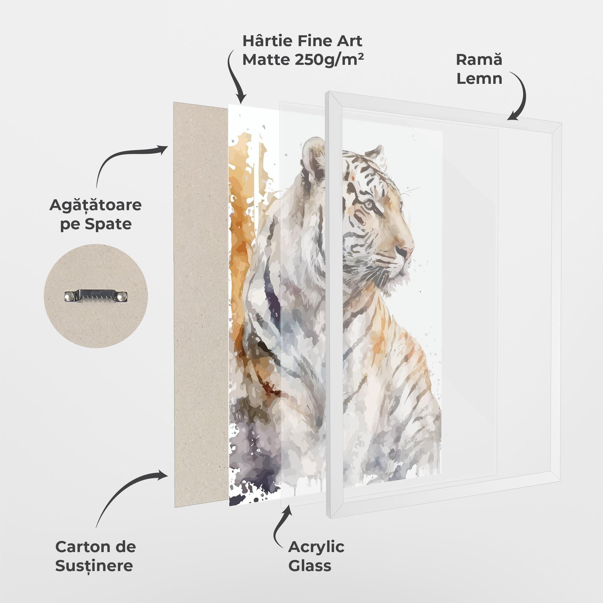Poster Înrămat White Tiger Art mockup 1