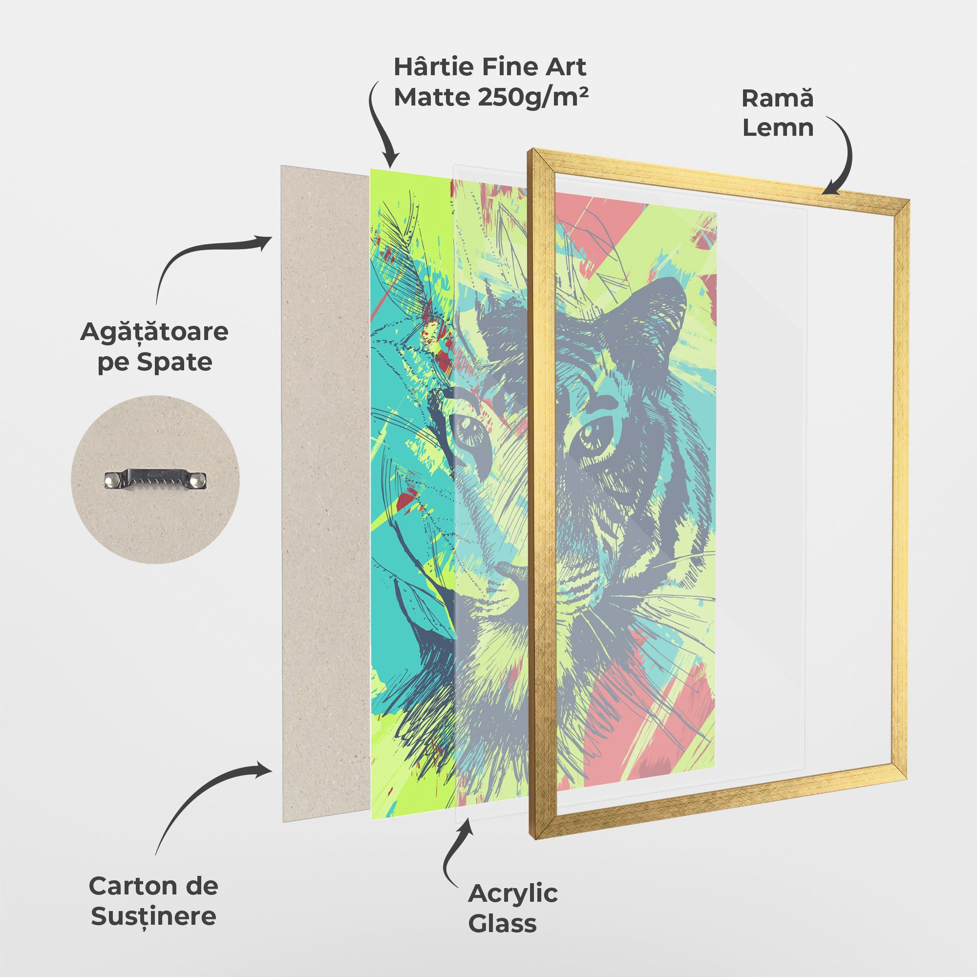 Poster Înrămat Blue Green Tiger mockup 1