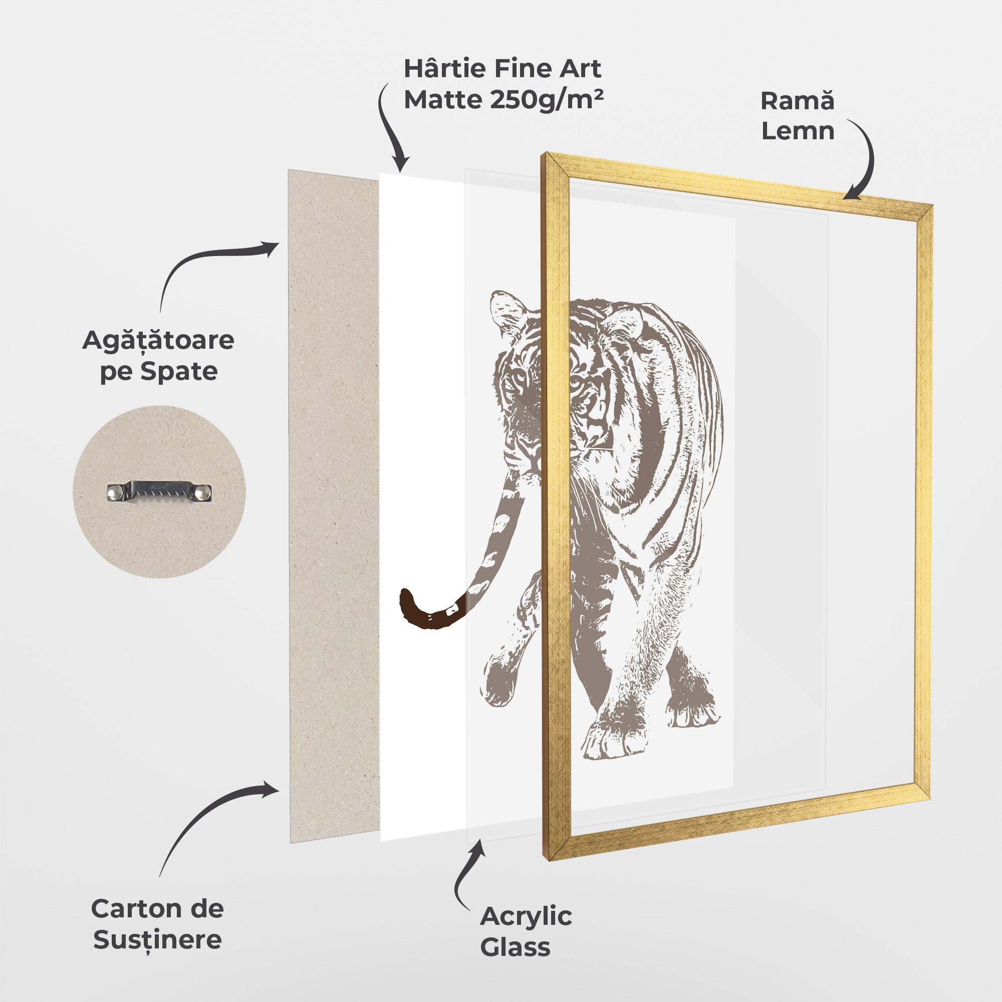 Poster Înrămat Brown Line Tiger mockup 1