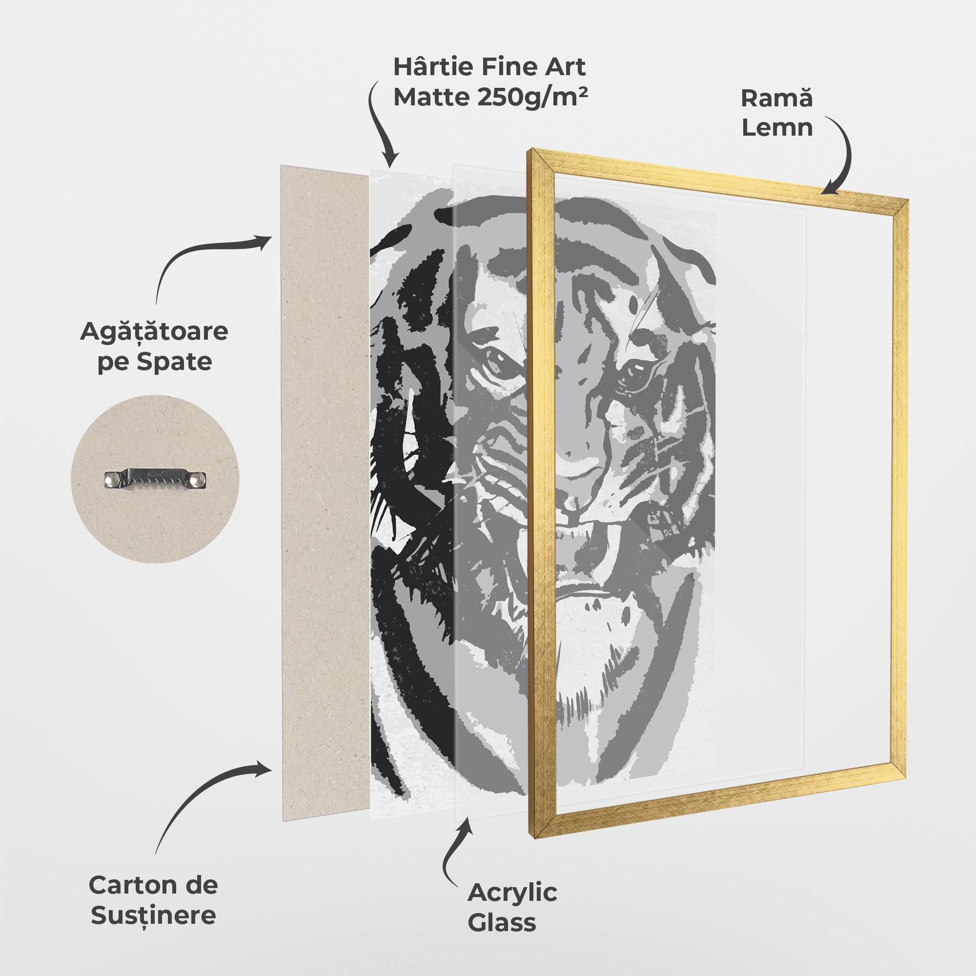 Poster Înrămat Grey Tiger Head mockup 1