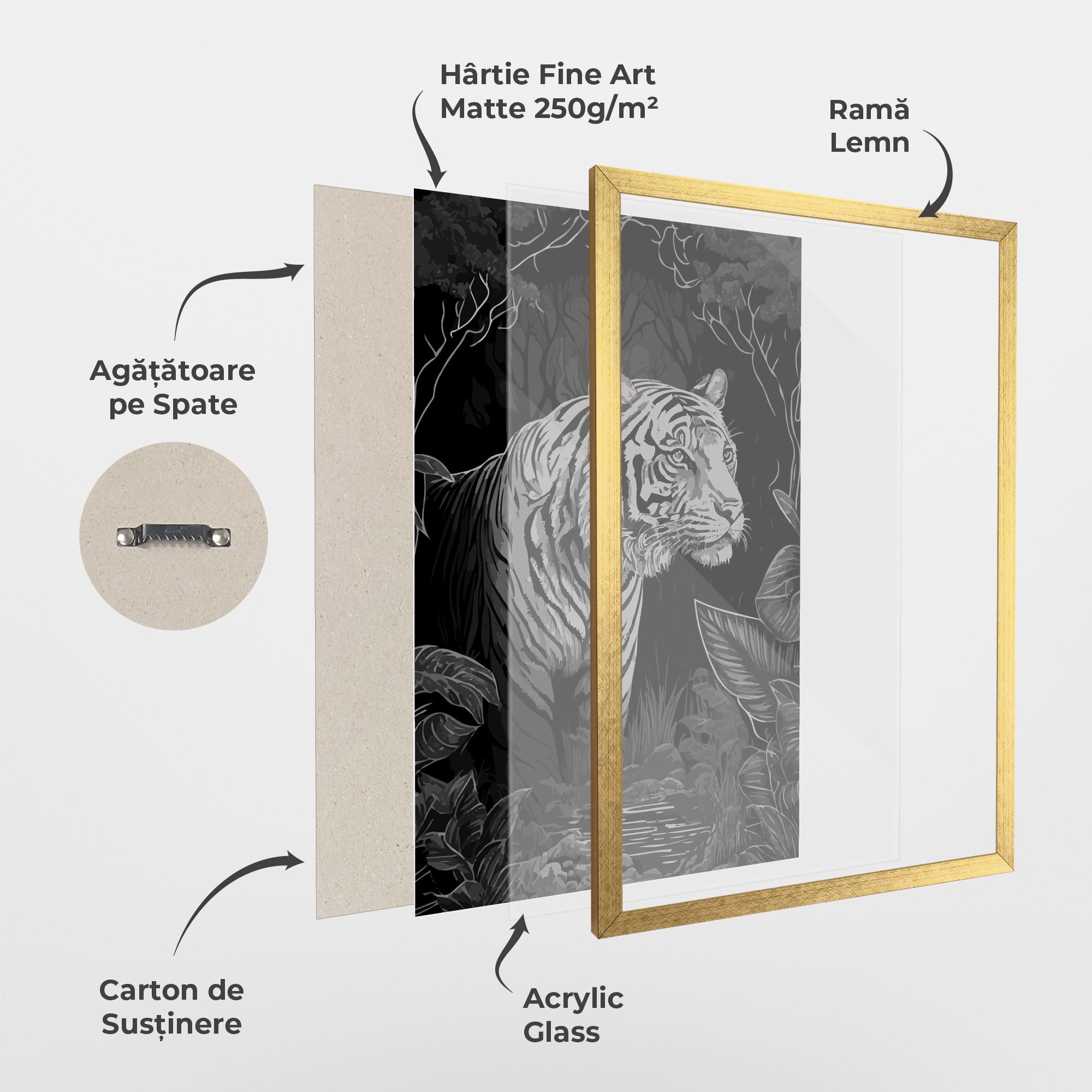 Poster Înrămat Grey Tiger mockup 1