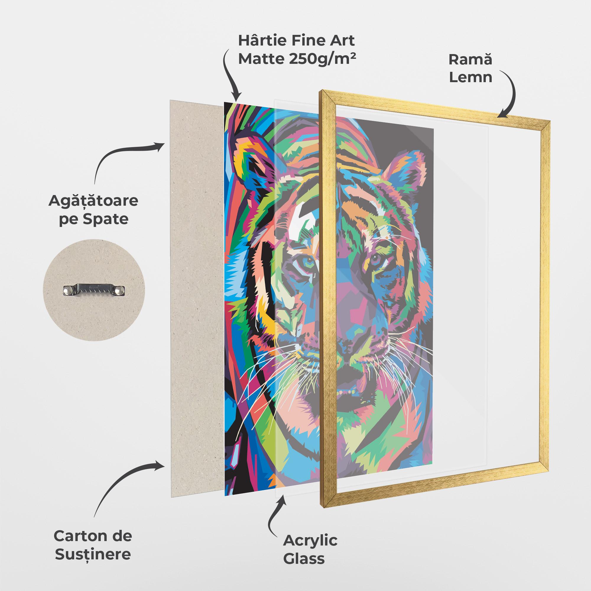 Poster Înrămat Mix Color Tiger mockup 1