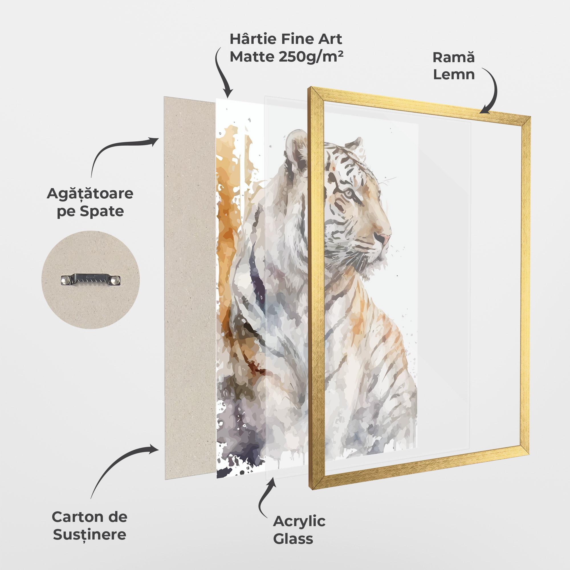 Poster Înrămat White Tiger Art mockup 1
