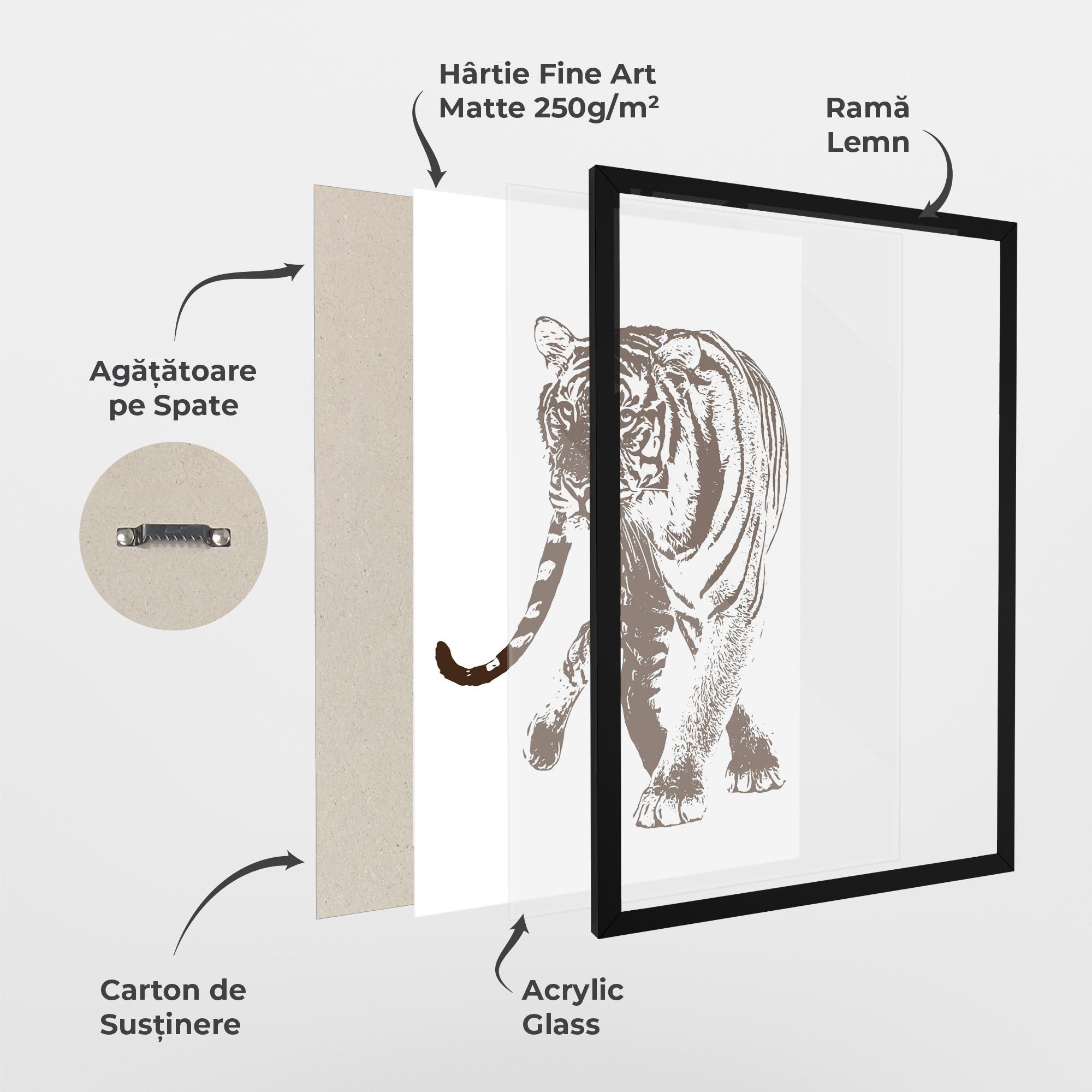 Poster Înrămat Brown Line Tiger mockup 1