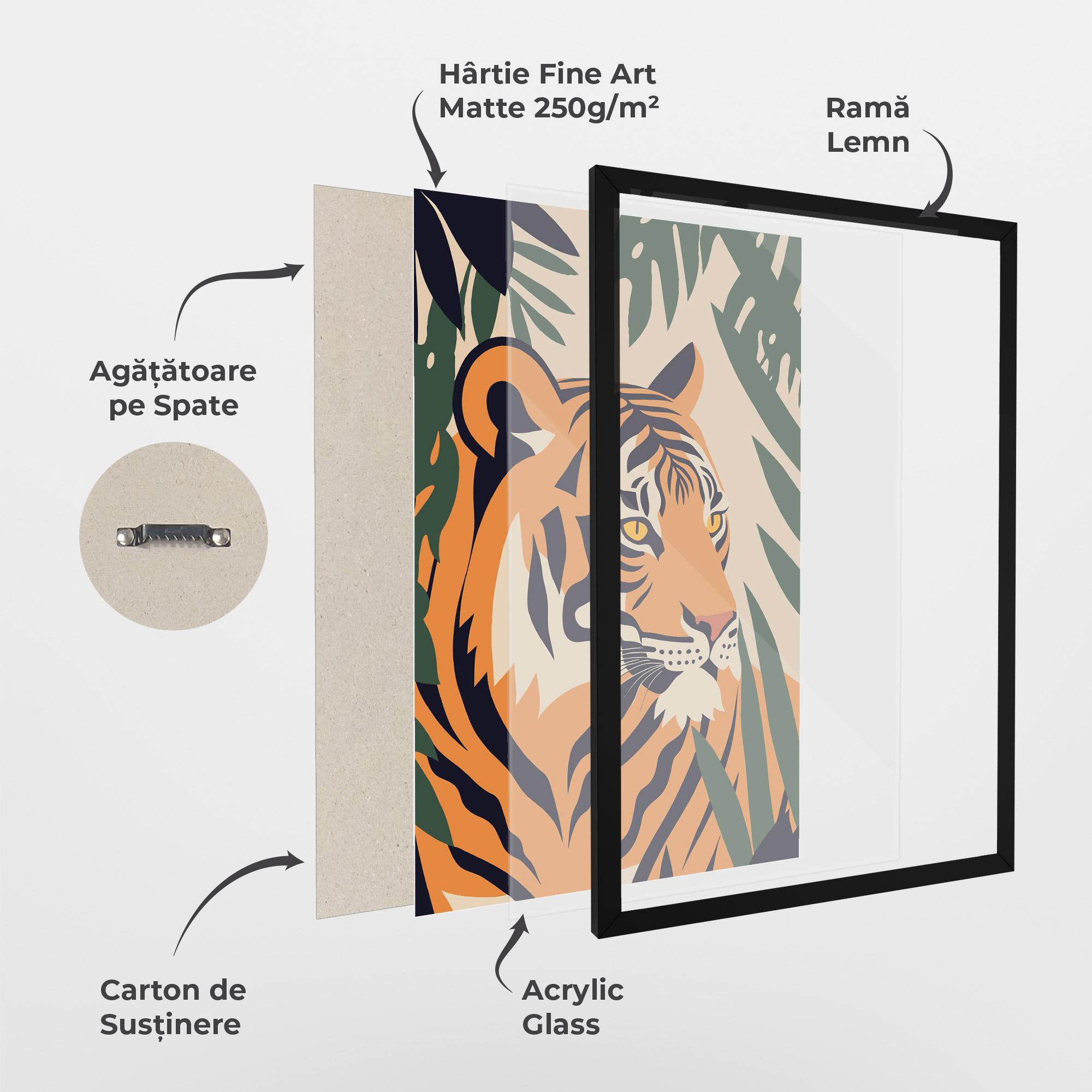 Poster Înrămat Cartoon Style Tiger mockup 1