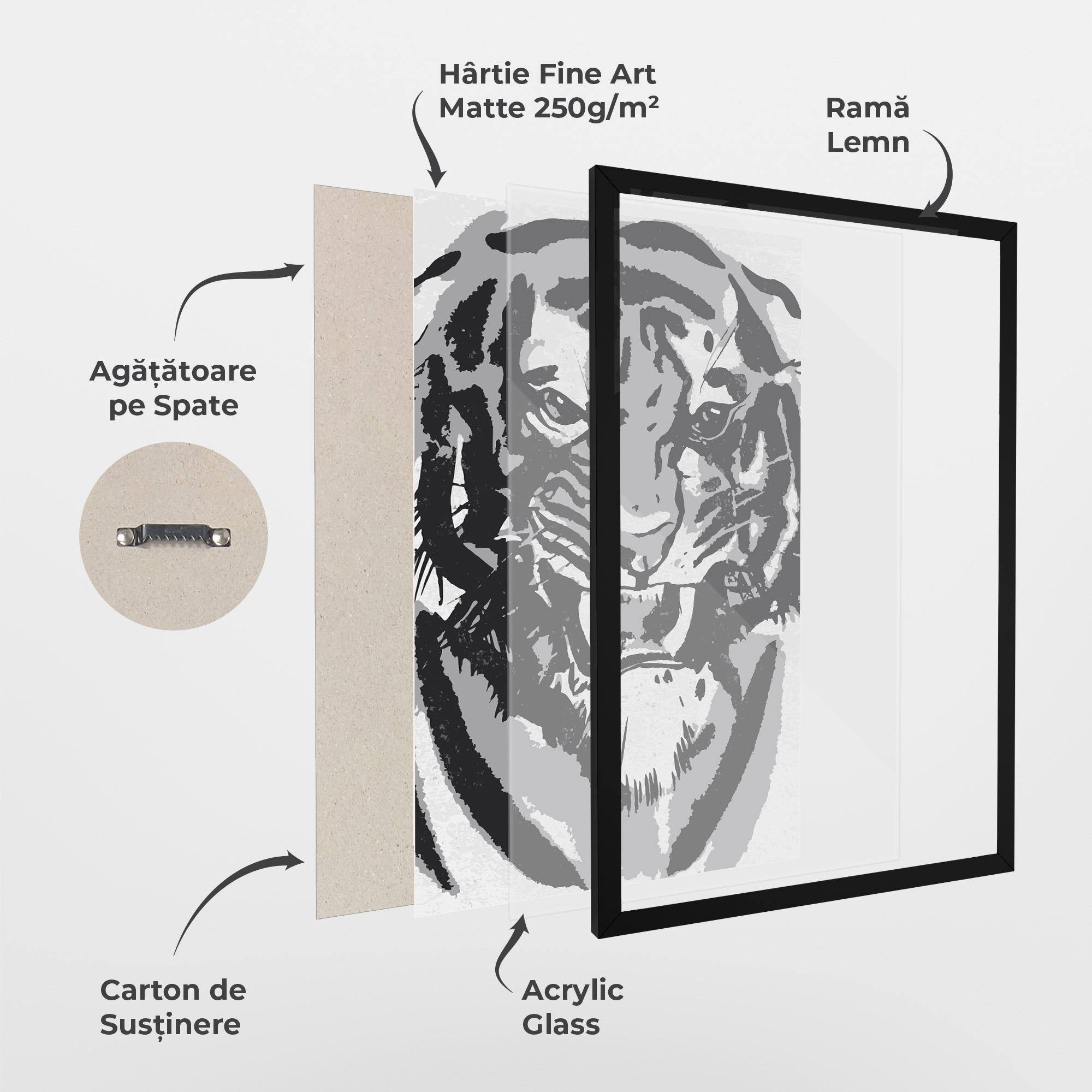 Poster Înrămat Grey Tiger Head mockup 1