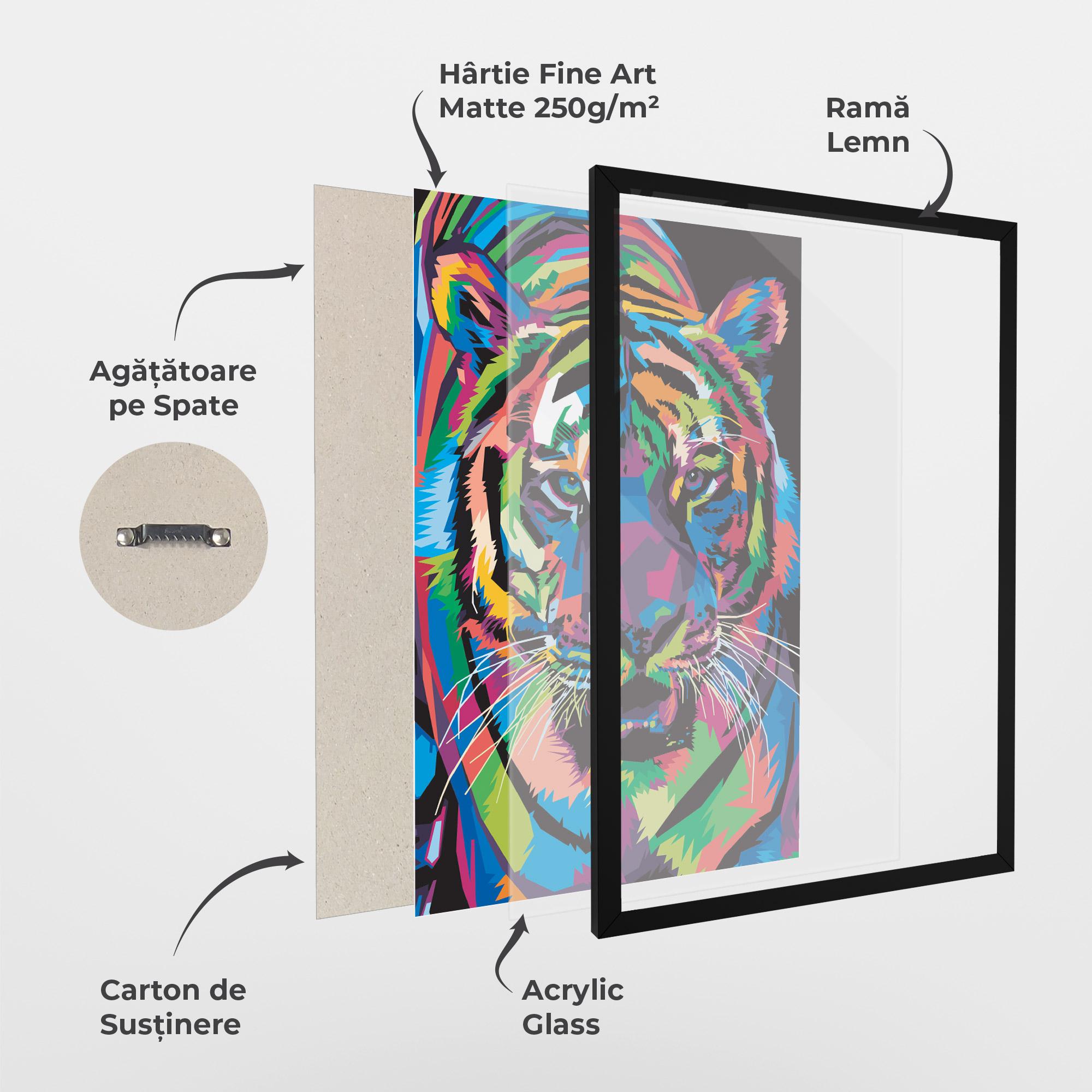 Poster Înrămat Mix Color Tiger mockup 1