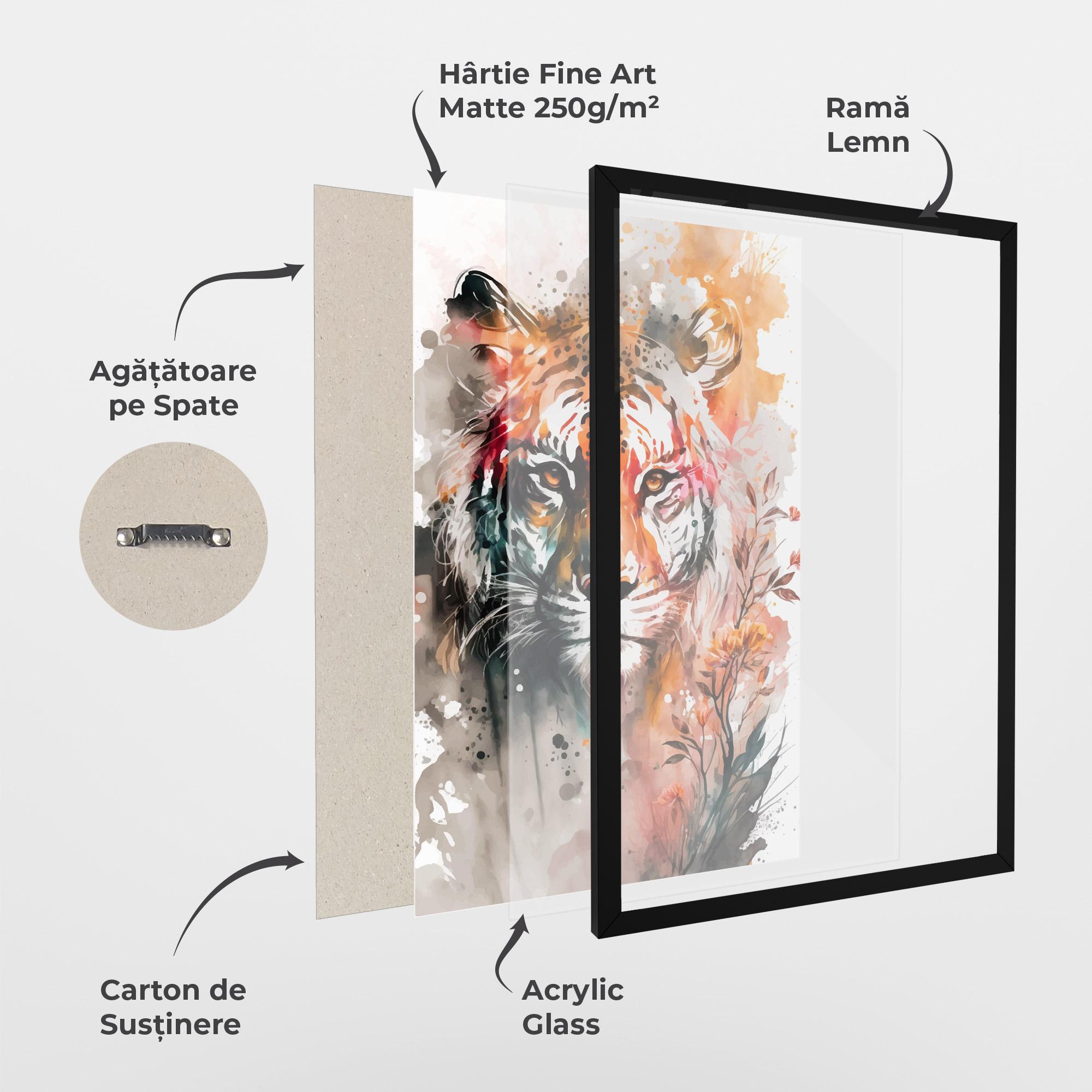 Poster Înrămat Orange Art Tiger mockup 1