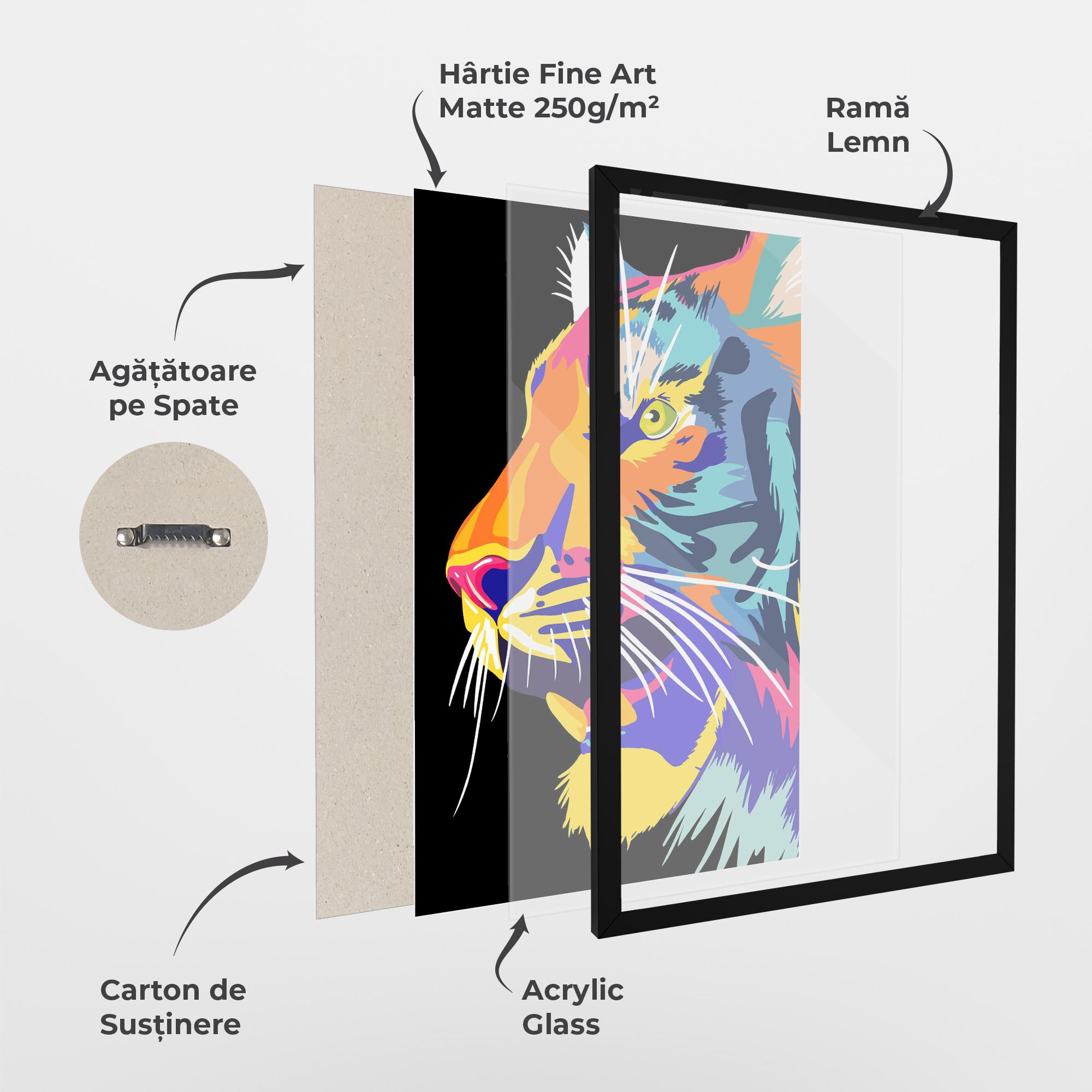 Poster Înrămat Pretty Colorful Tiger mockup 1