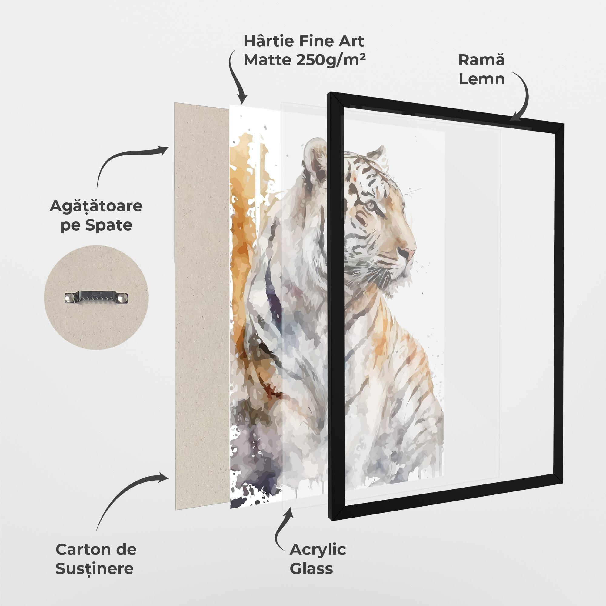 Poster Înrămat White Tiger Art mockup 1