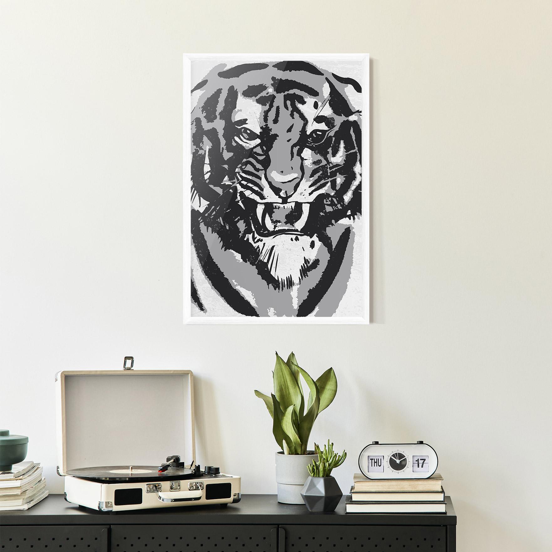 Poster Înrămat Grey Tiger Head mockup 2