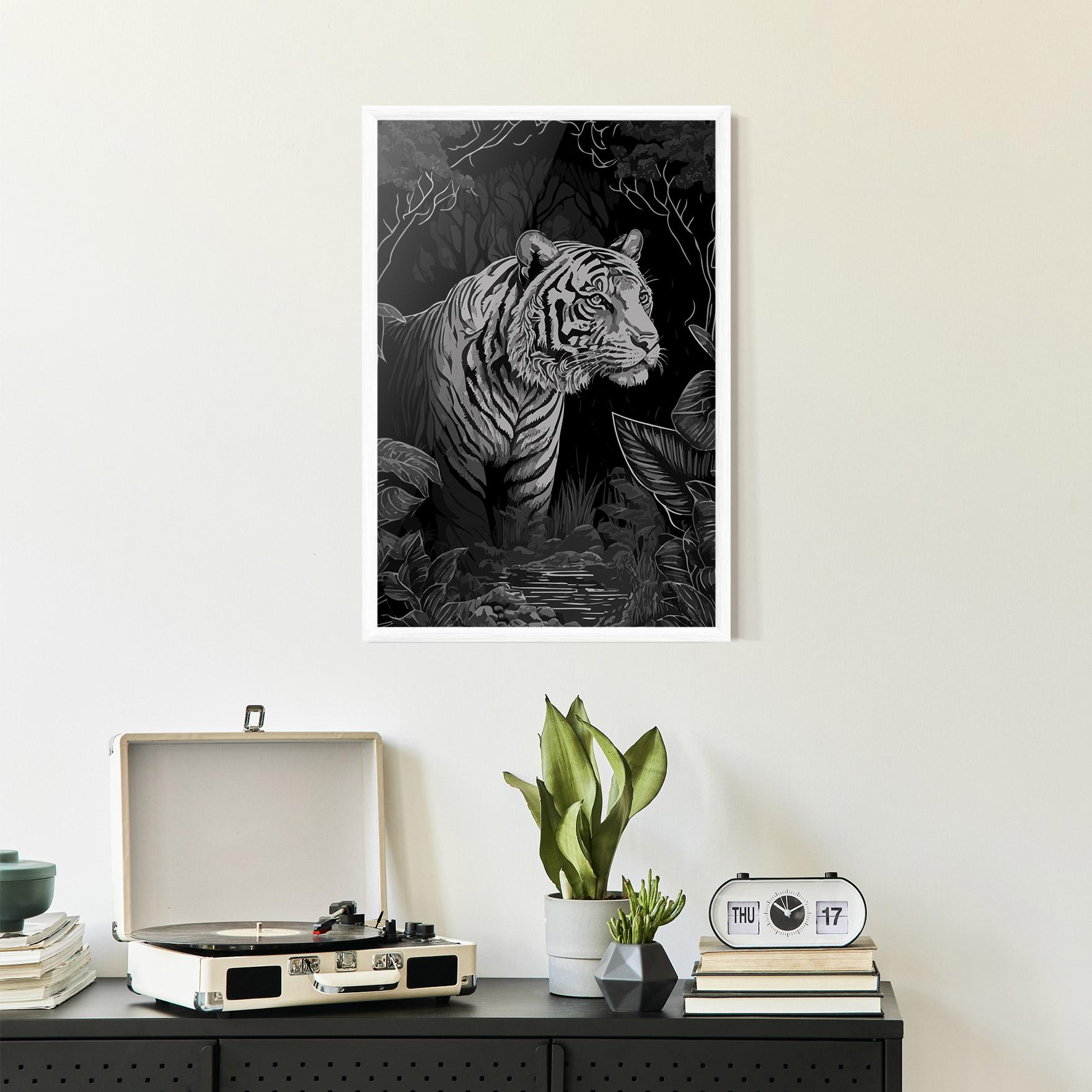 Poster Înrămat Grey Tiger mockup 2
