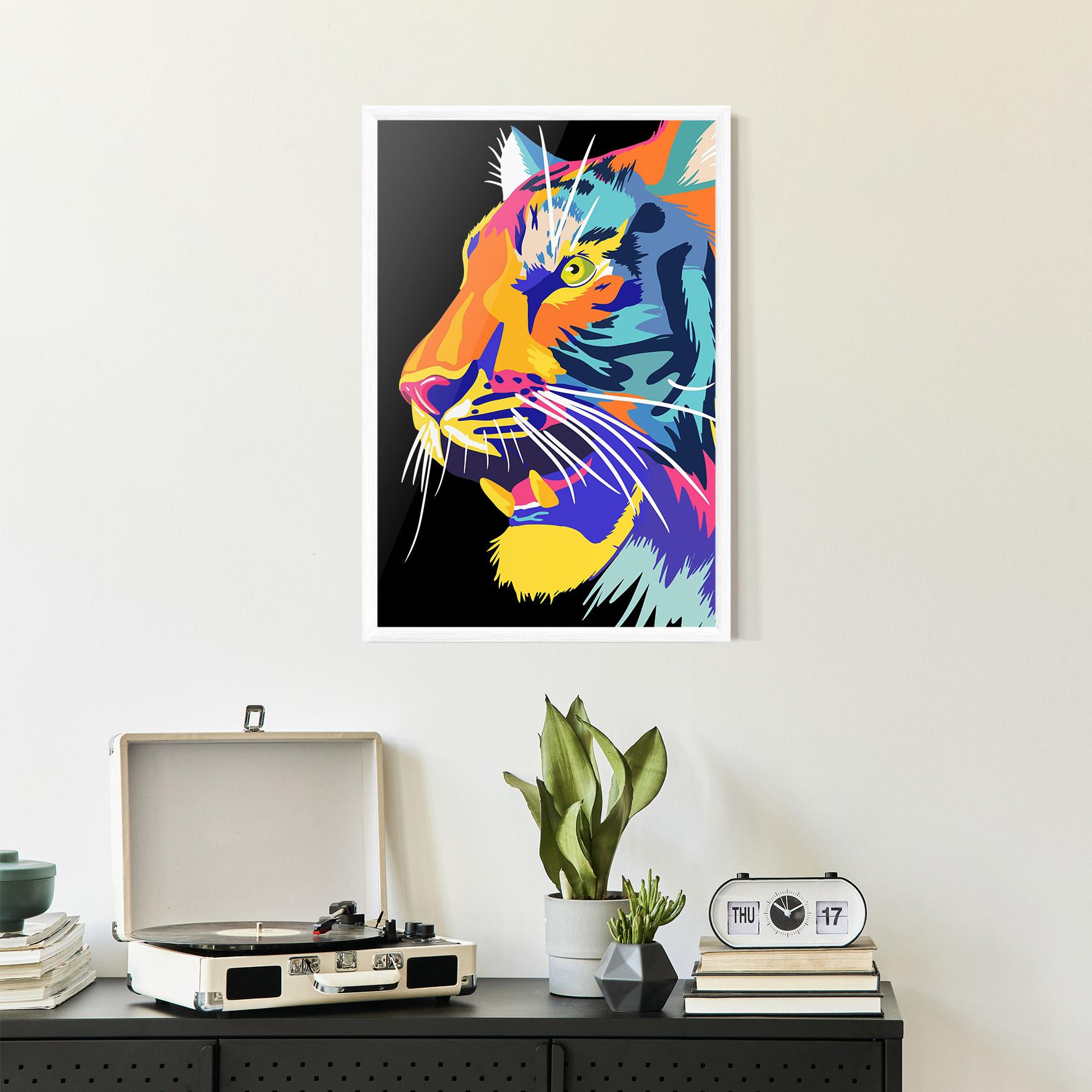 Poster Înrămat Pretty Colorful Tiger mockup 2