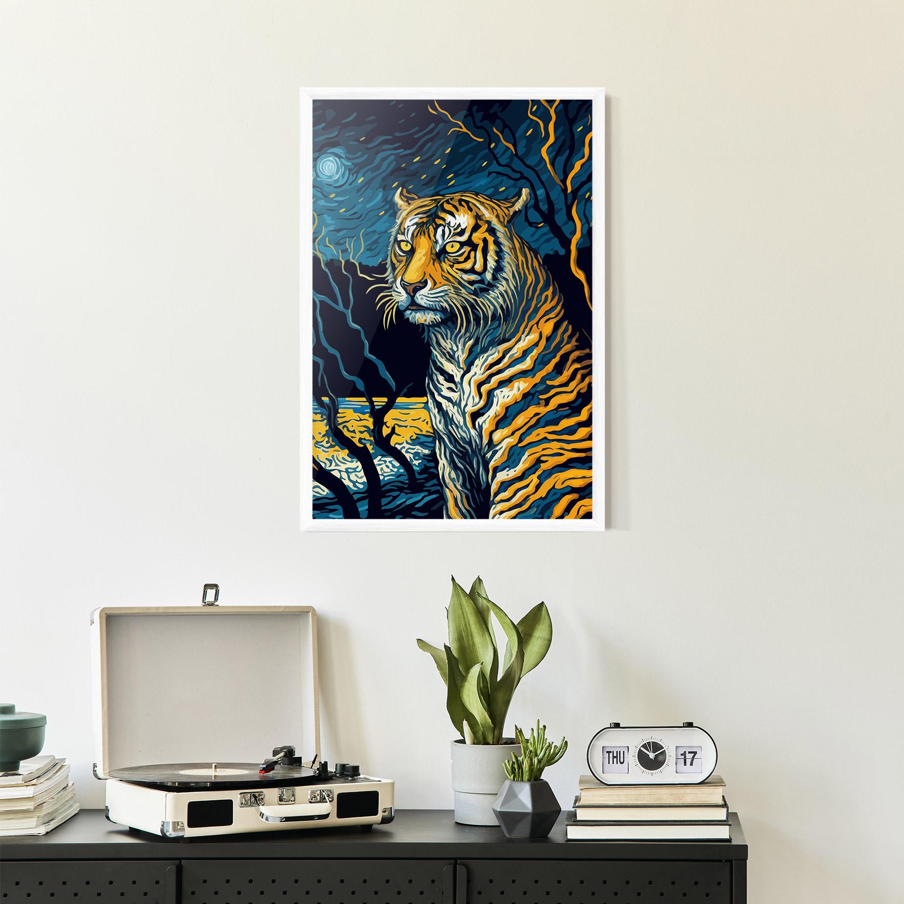 Poster Înrămat Tiger Blue Painting mockup 2