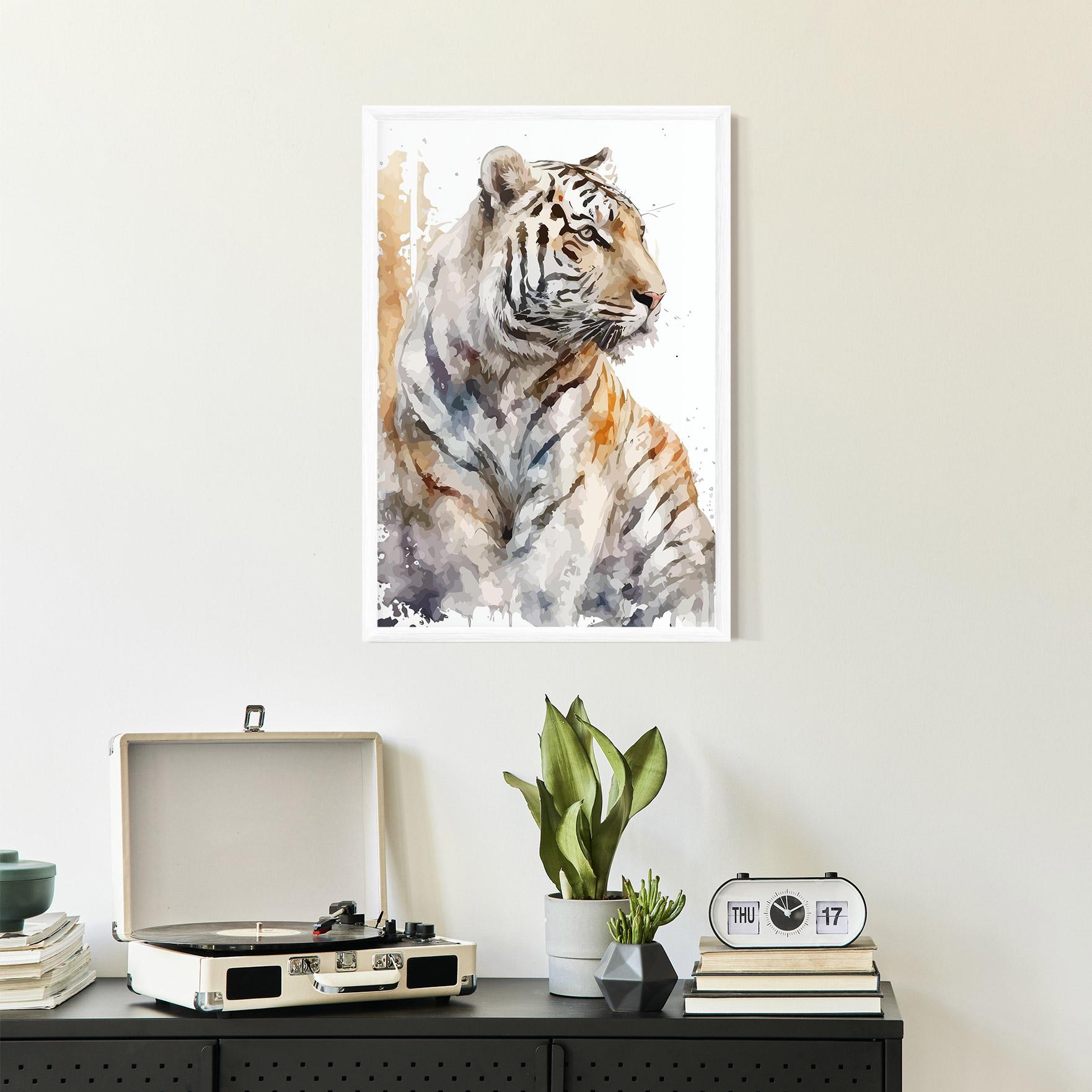 Poster Înrămat White Tiger Art mockup 2