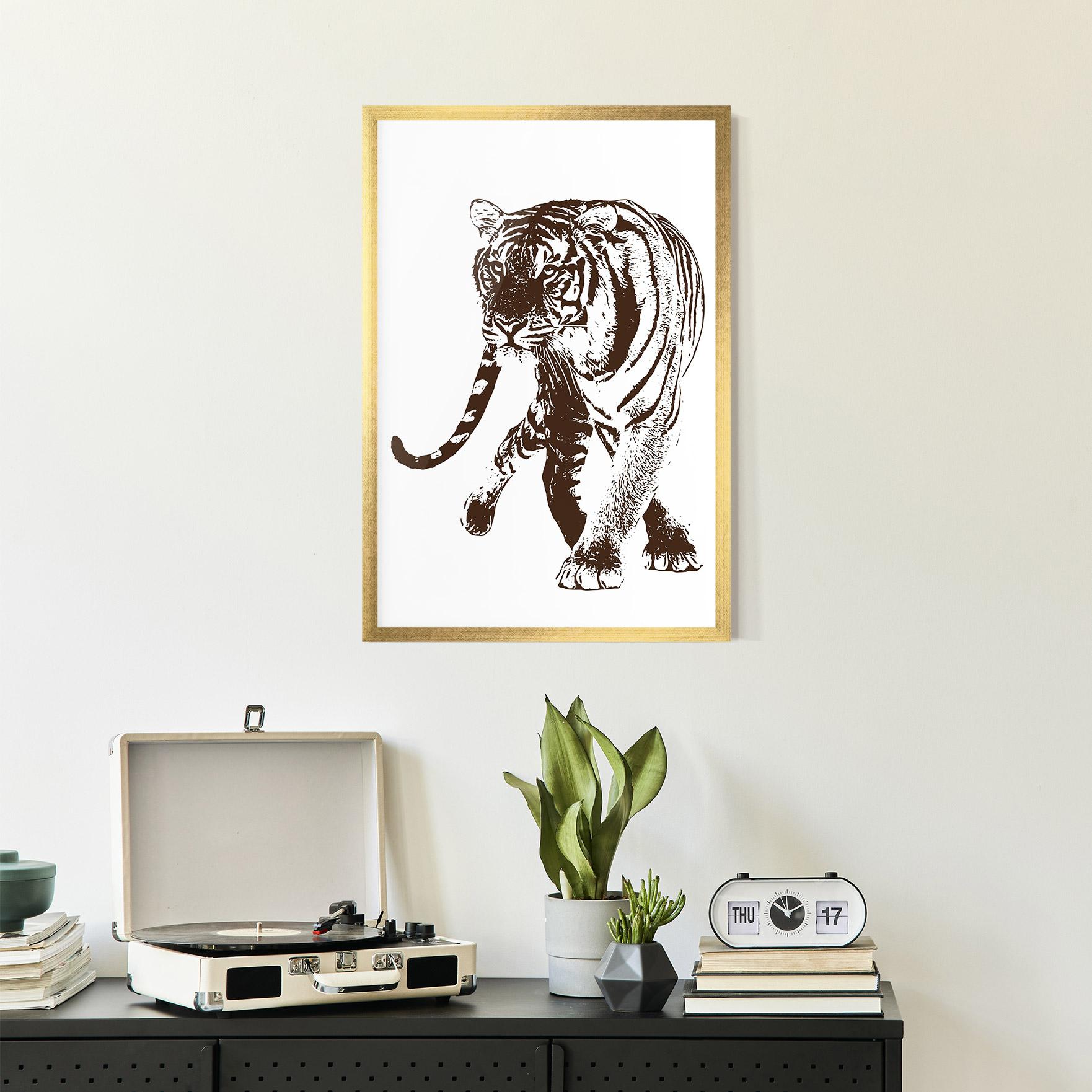 Poster Înrămat Brown Line Tiger mockup 2