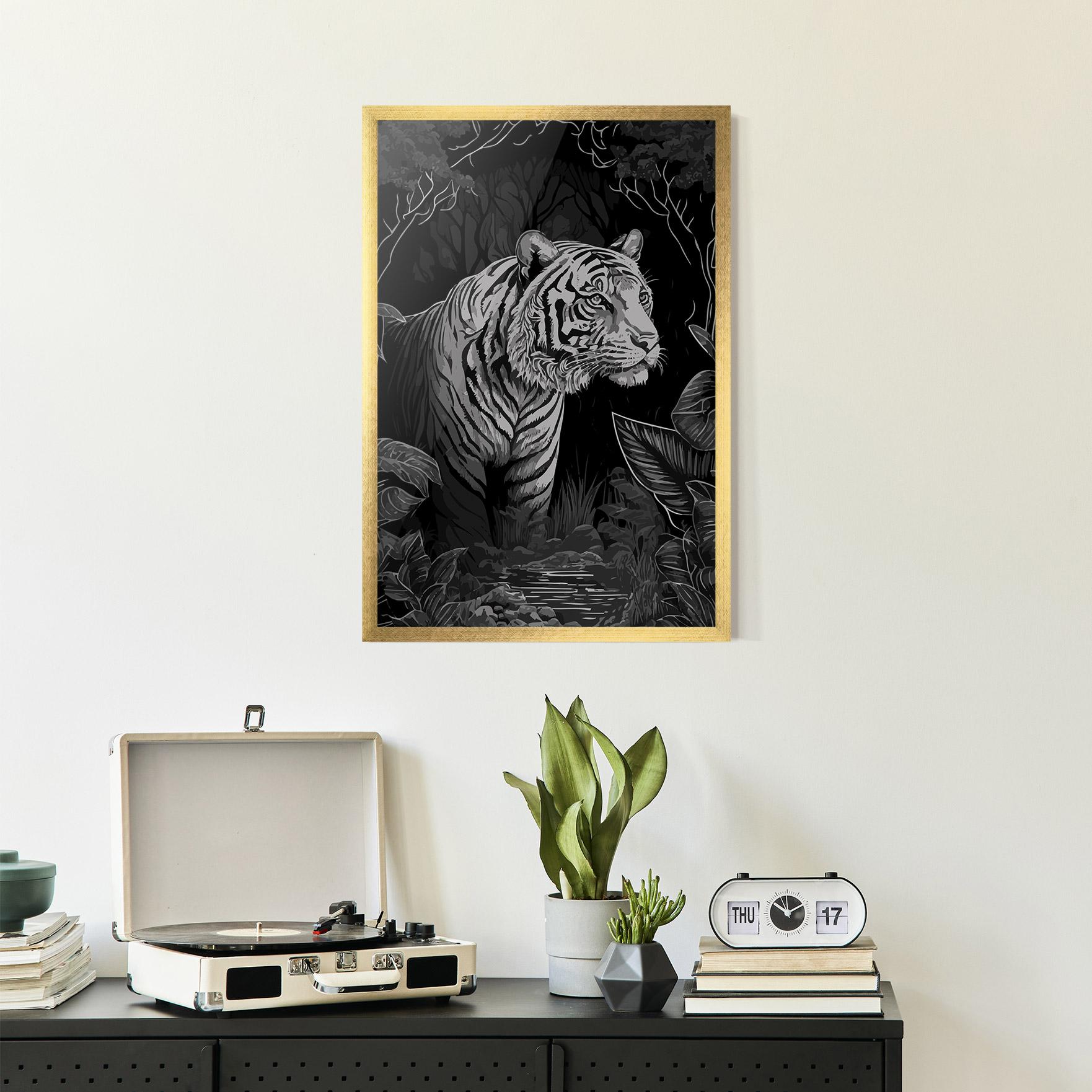 Poster Înrămat Grey Tiger mockup 2