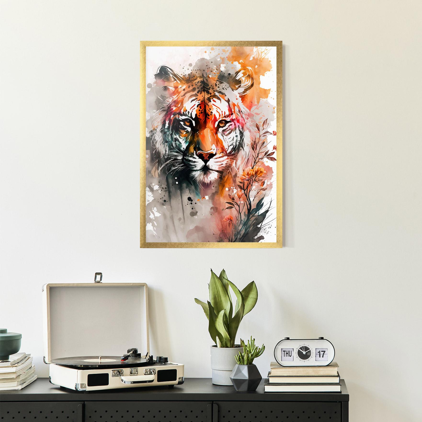 Poster Înrămat Orange Art Tiger mockup 2