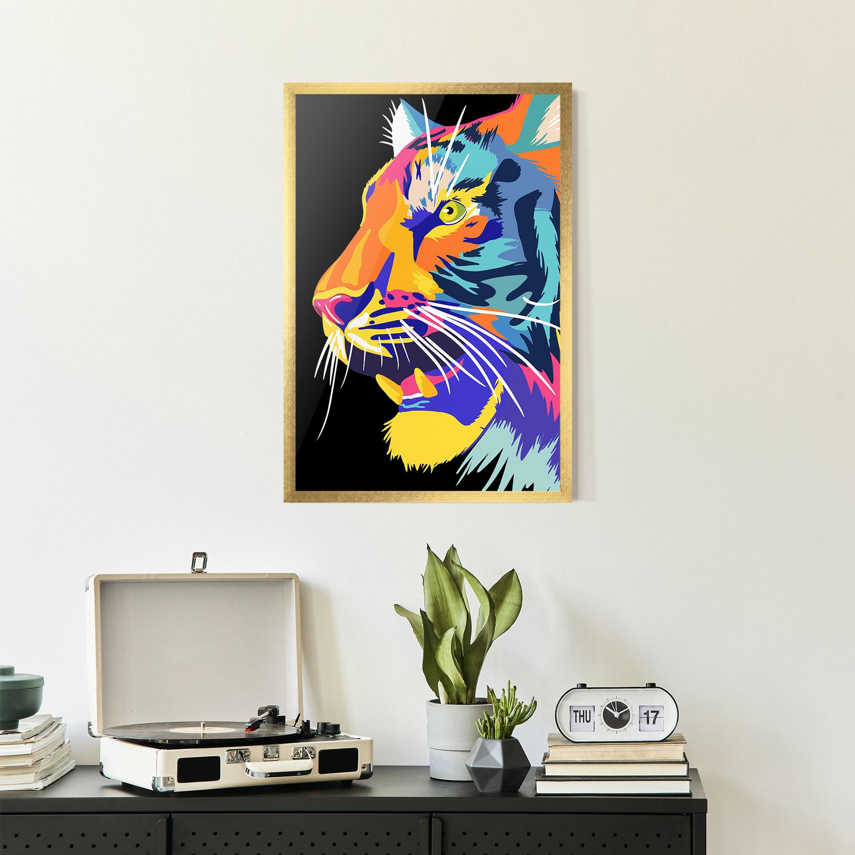 Poster Înrămat Pretty Colorful Tiger mockup 2