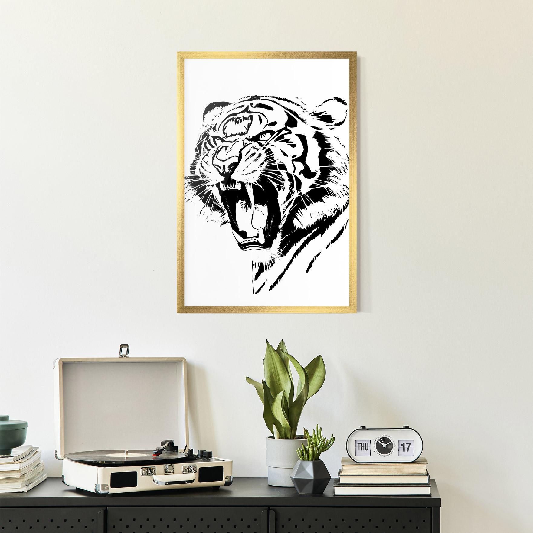 Poster Înrămat Roaring Tiger mockup 2