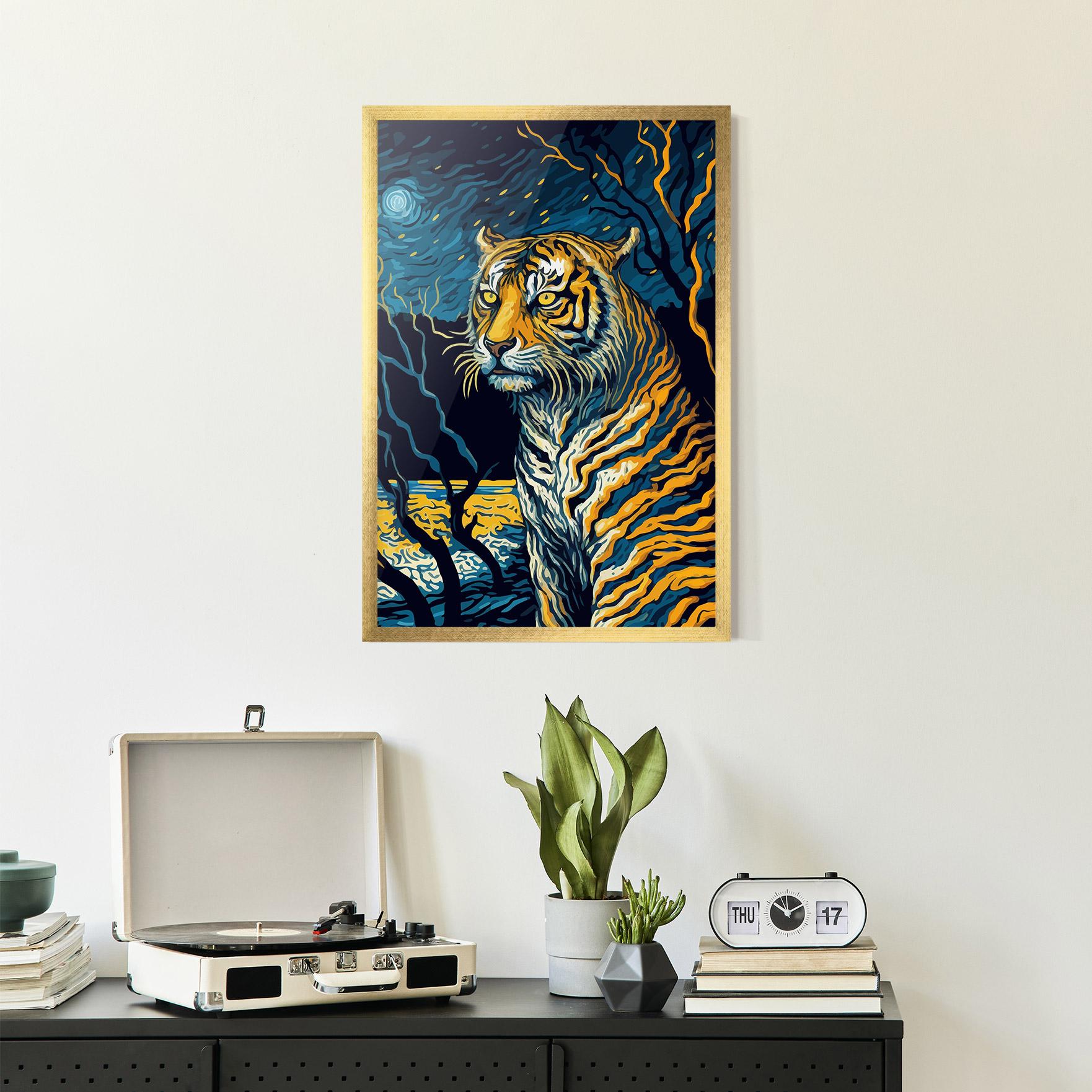 Poster Înrămat Tiger Blue Painting mockup 2