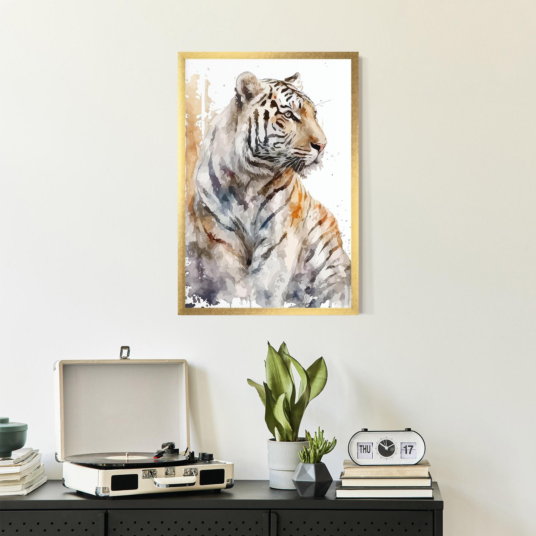 Poster Înrămat White Tiger Art mockup 2
