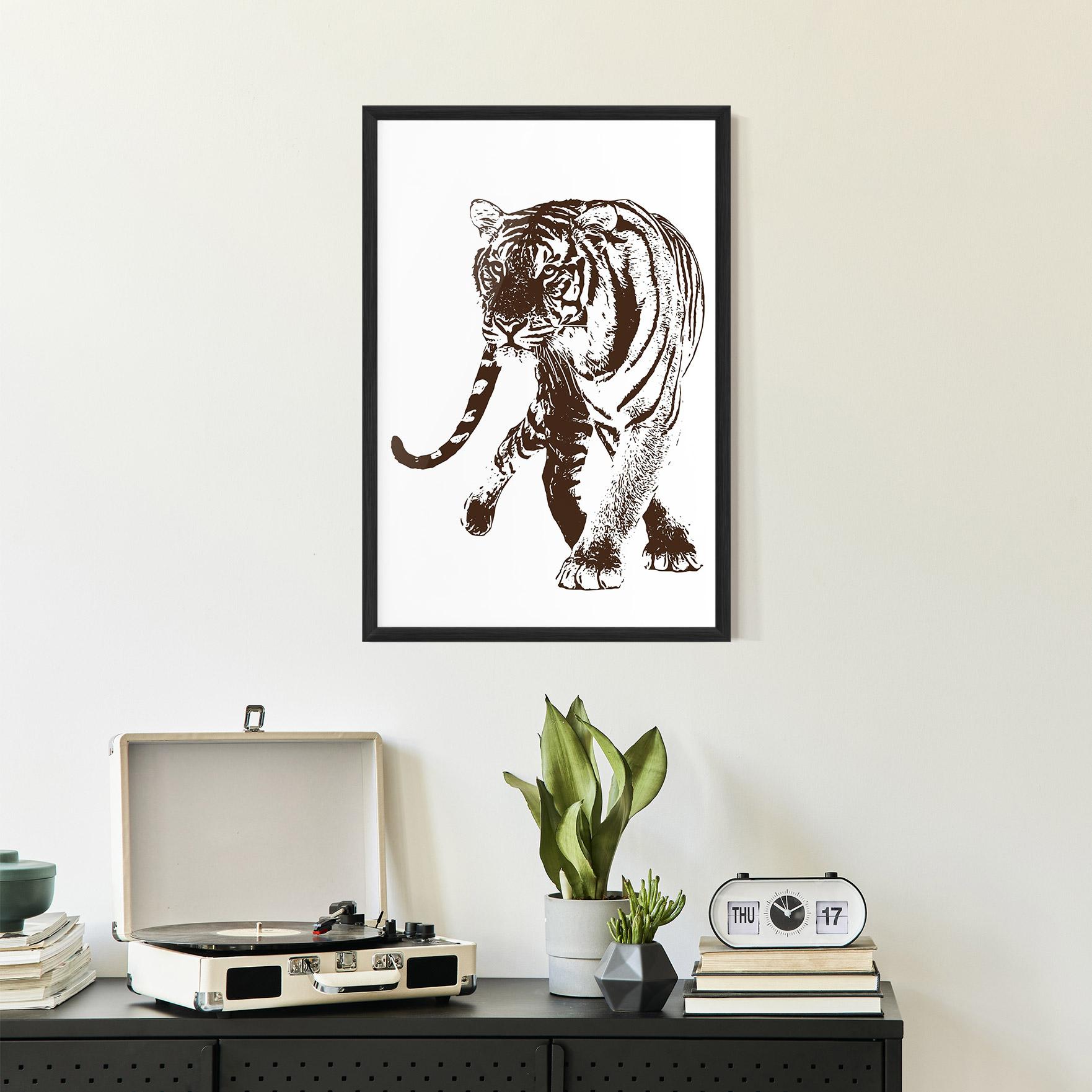 Poster Înrămat Brown Line Tiger mockup 2