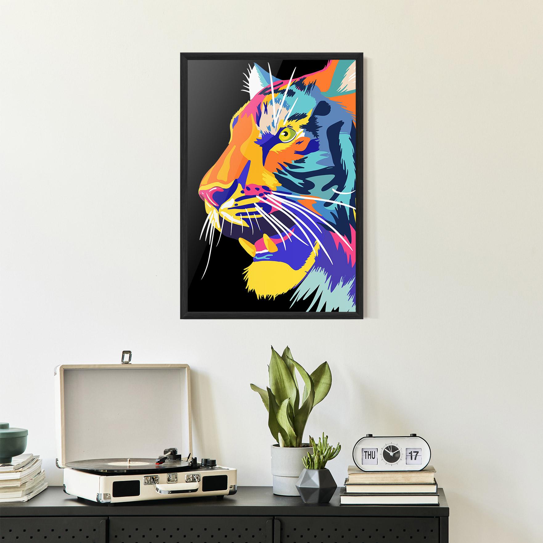 Poster Înrămat Pretty Colorful Tiger mockup 2