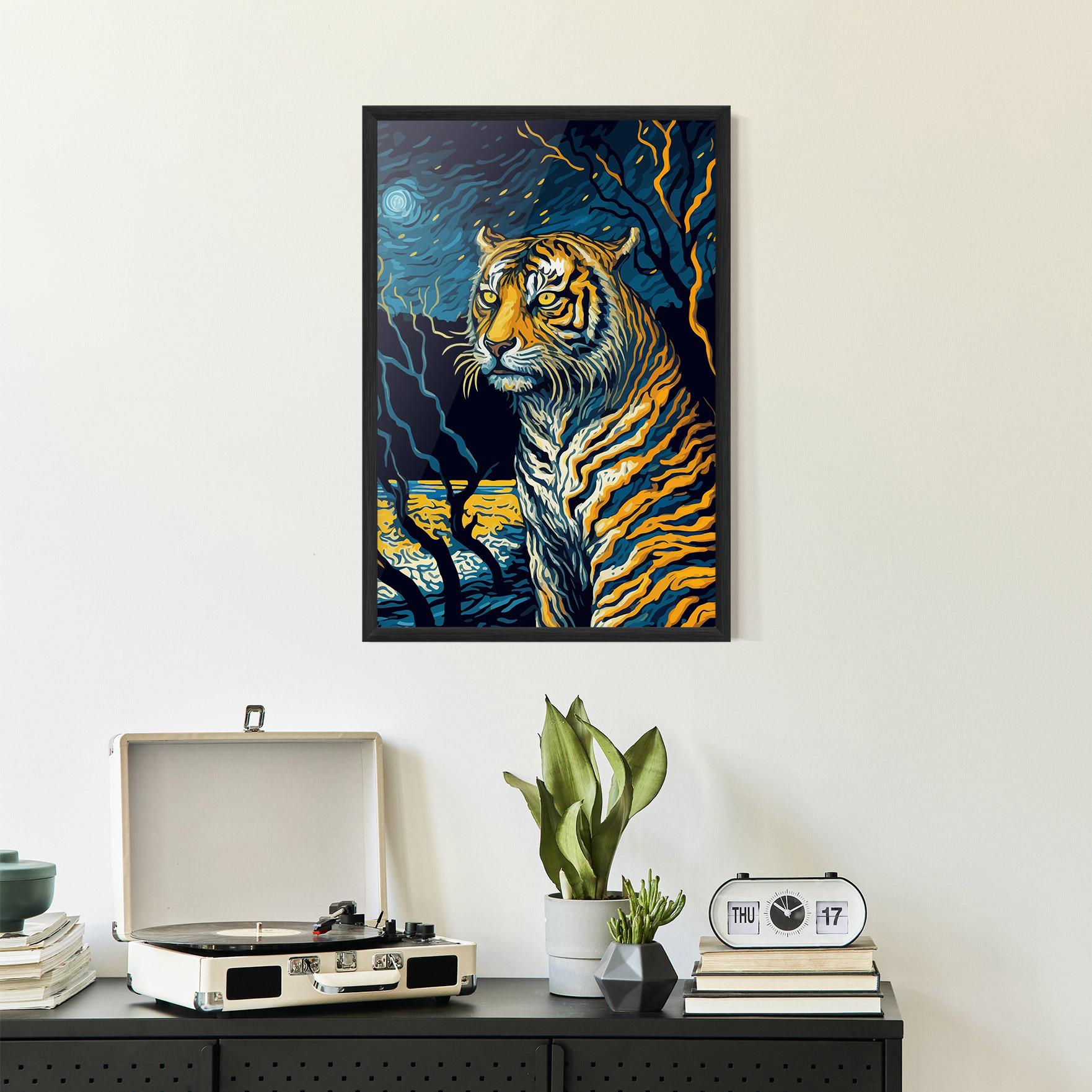 Poster Înrămat Tiger Blue Painting mockup 2