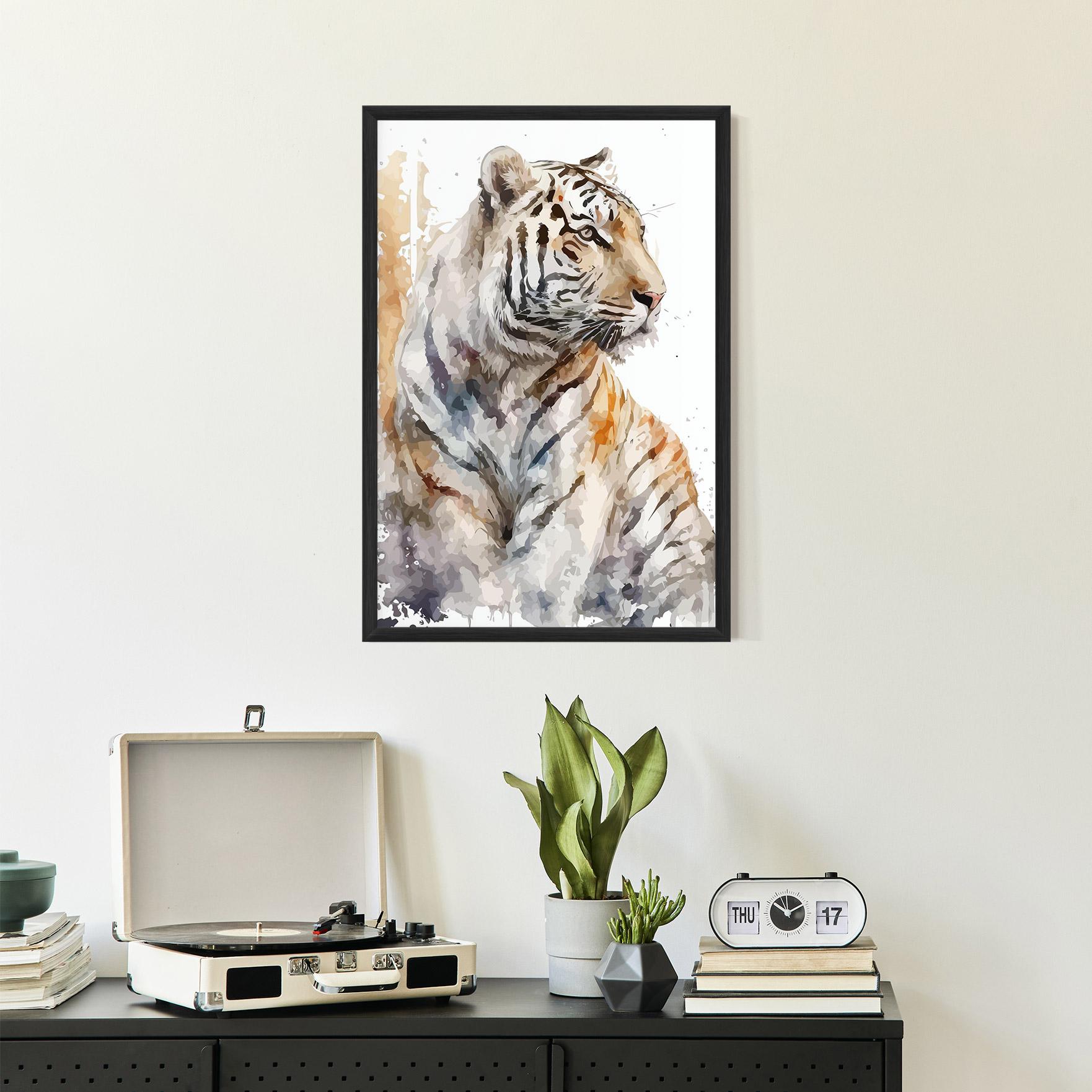 Poster Înrămat White Tiger Art mockup 2