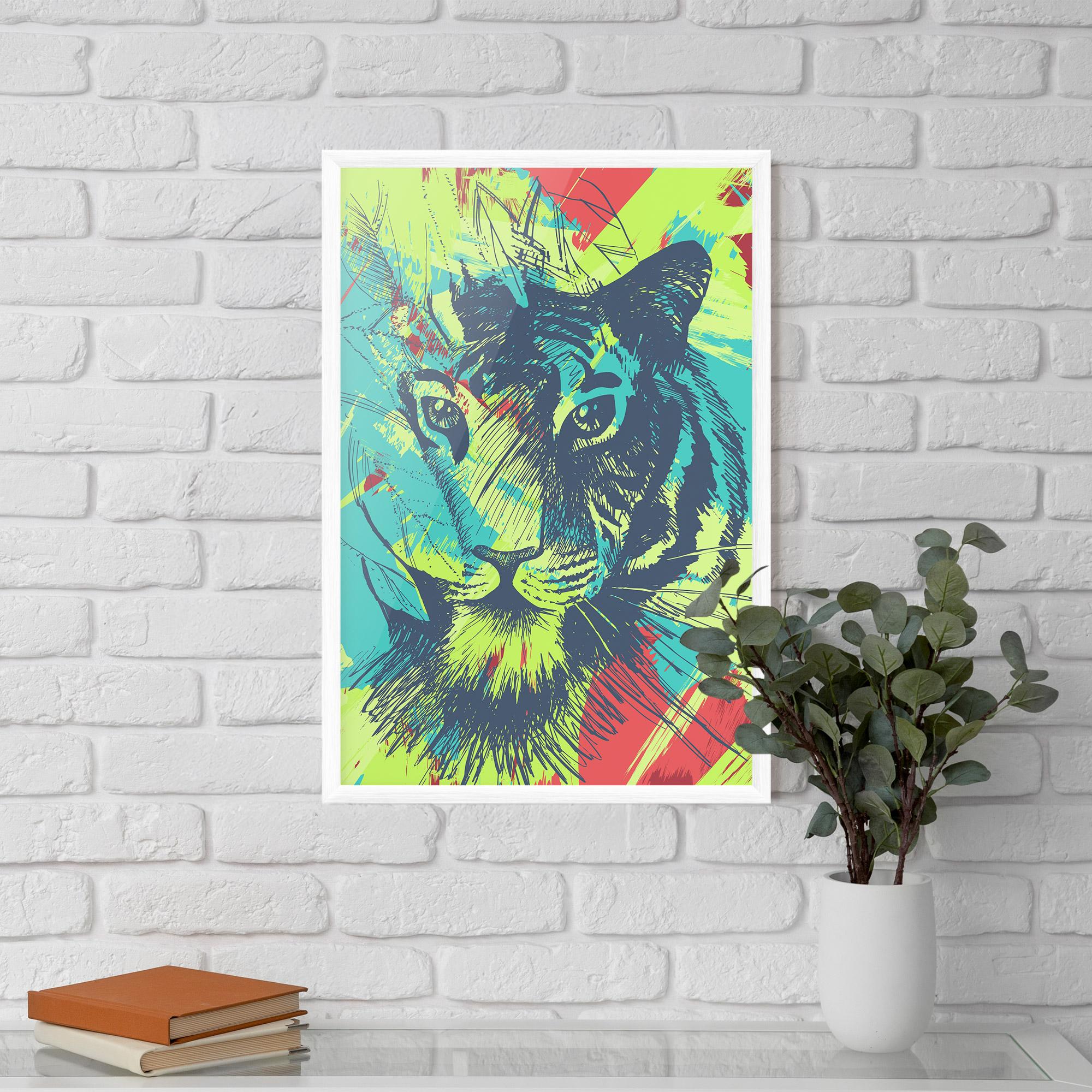 Poster Înrămat Blue Green Tiger mockup 5