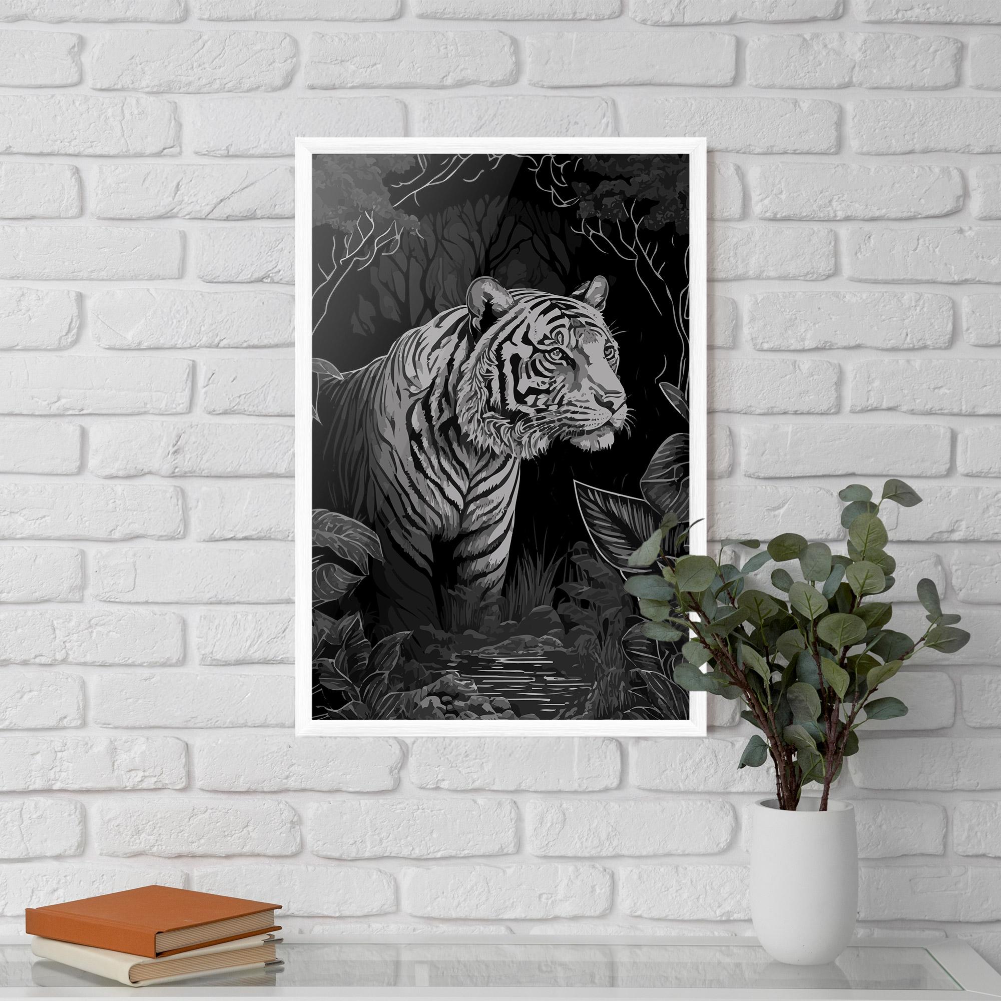 Poster Înrămat Grey Tiger mockup 5