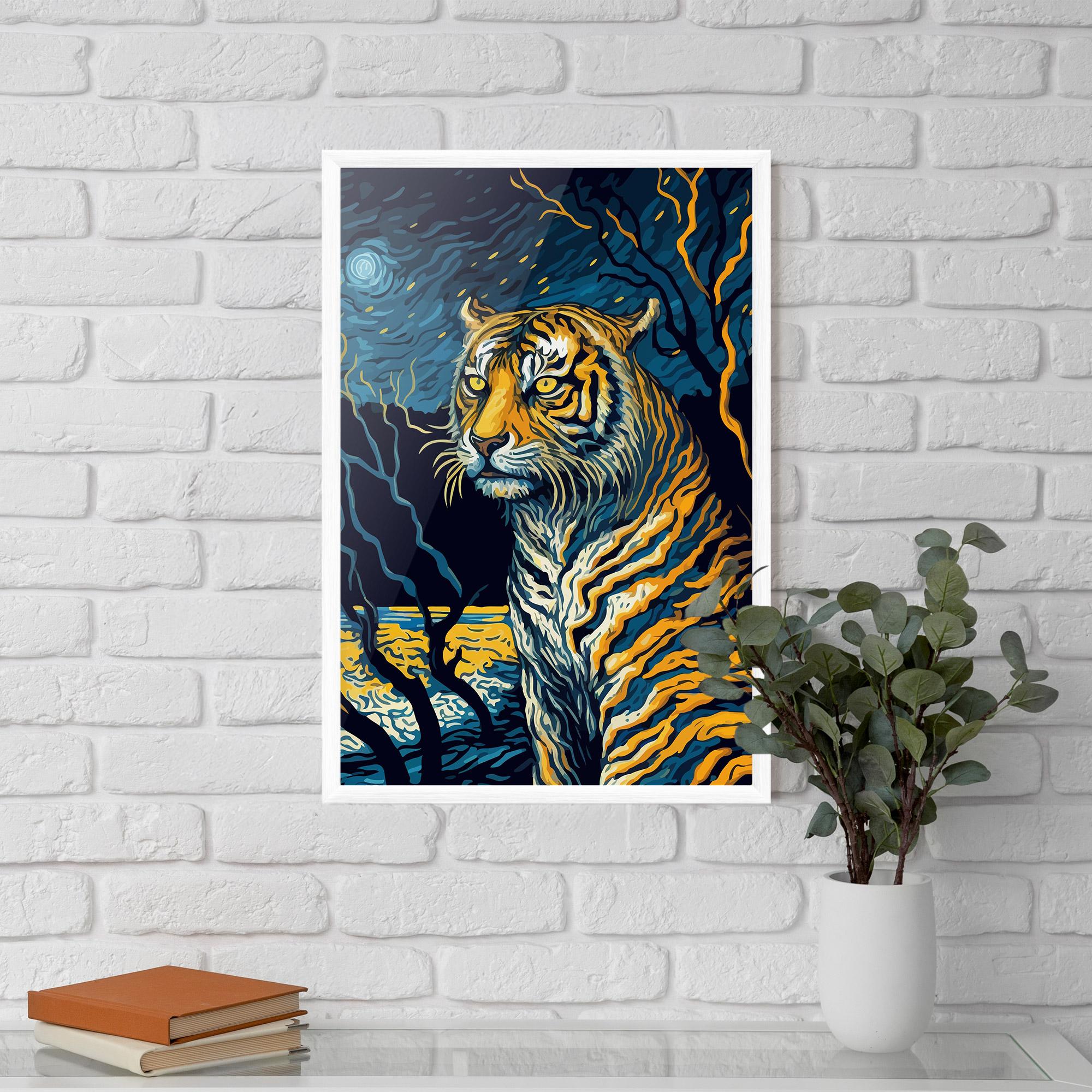 Poster Înrămat Tiger Blue Painting mockup 5