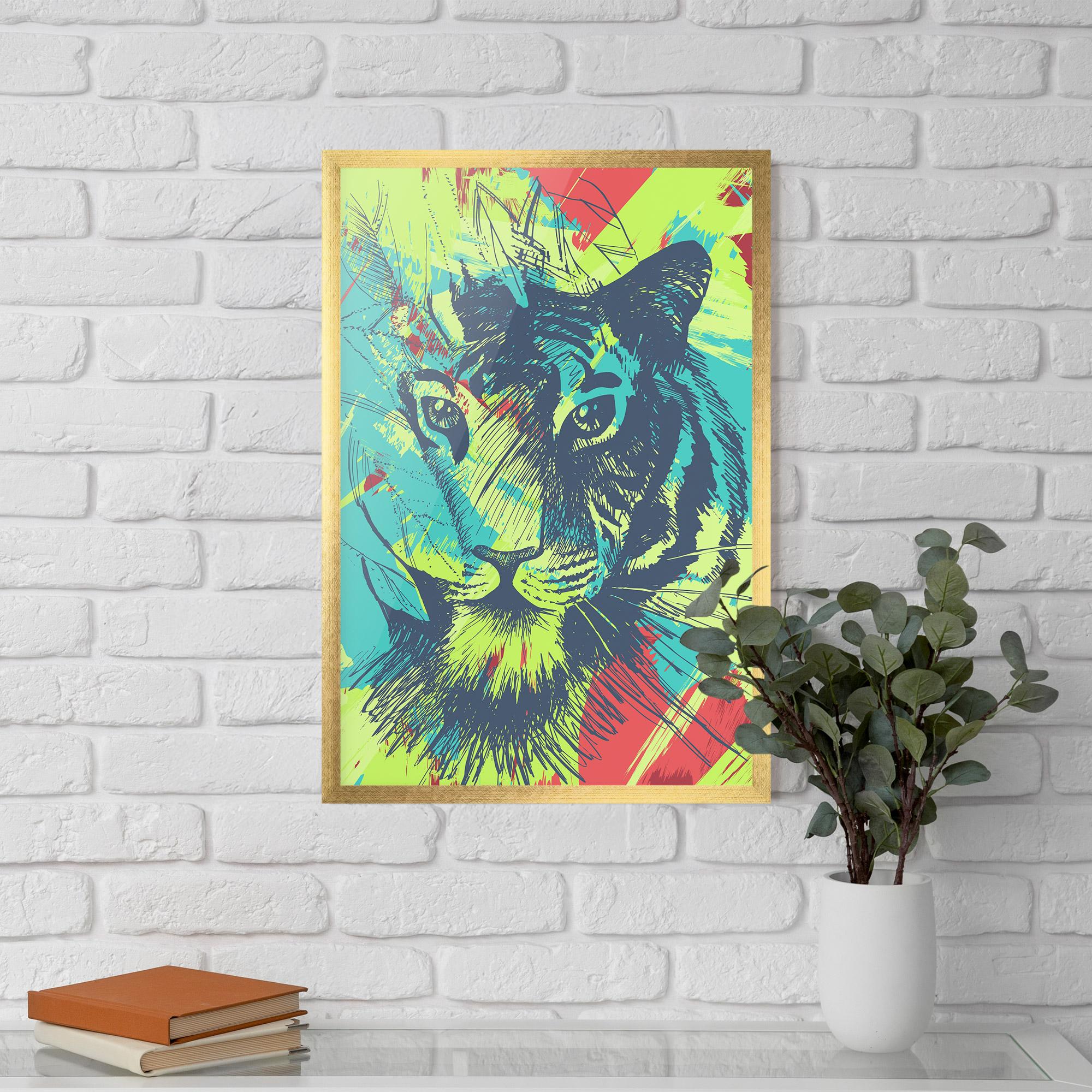 Poster Înrămat Blue Green Tiger mockup 5