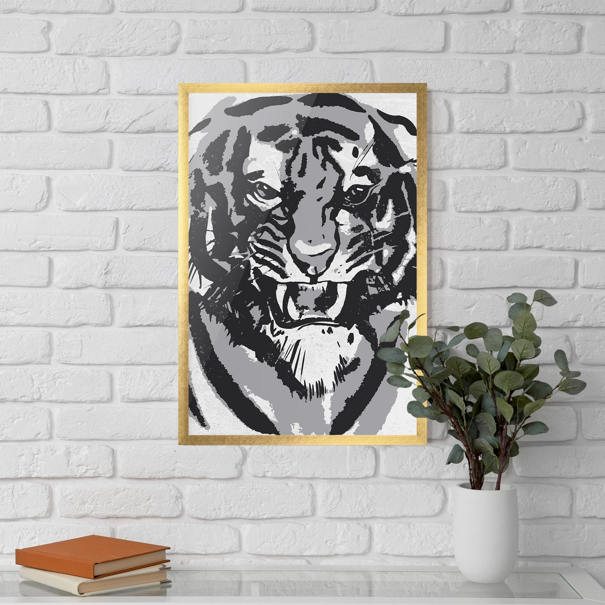Poster Înrămat Grey Tiger Head mockup 5