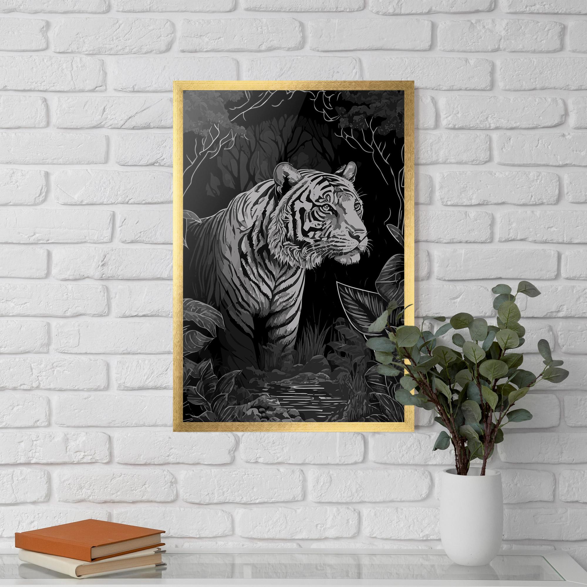 Poster Înrămat Grey Tiger mockup 5